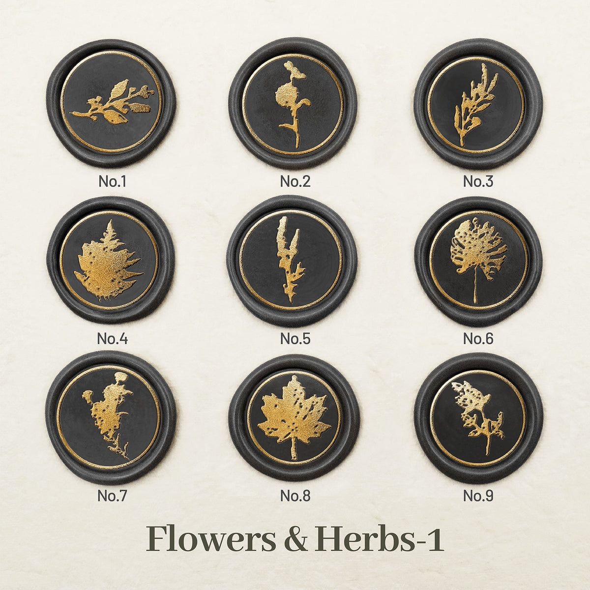 Stamprints Fleurs Herbes Tampon Encreur Sceau de Cire design 1