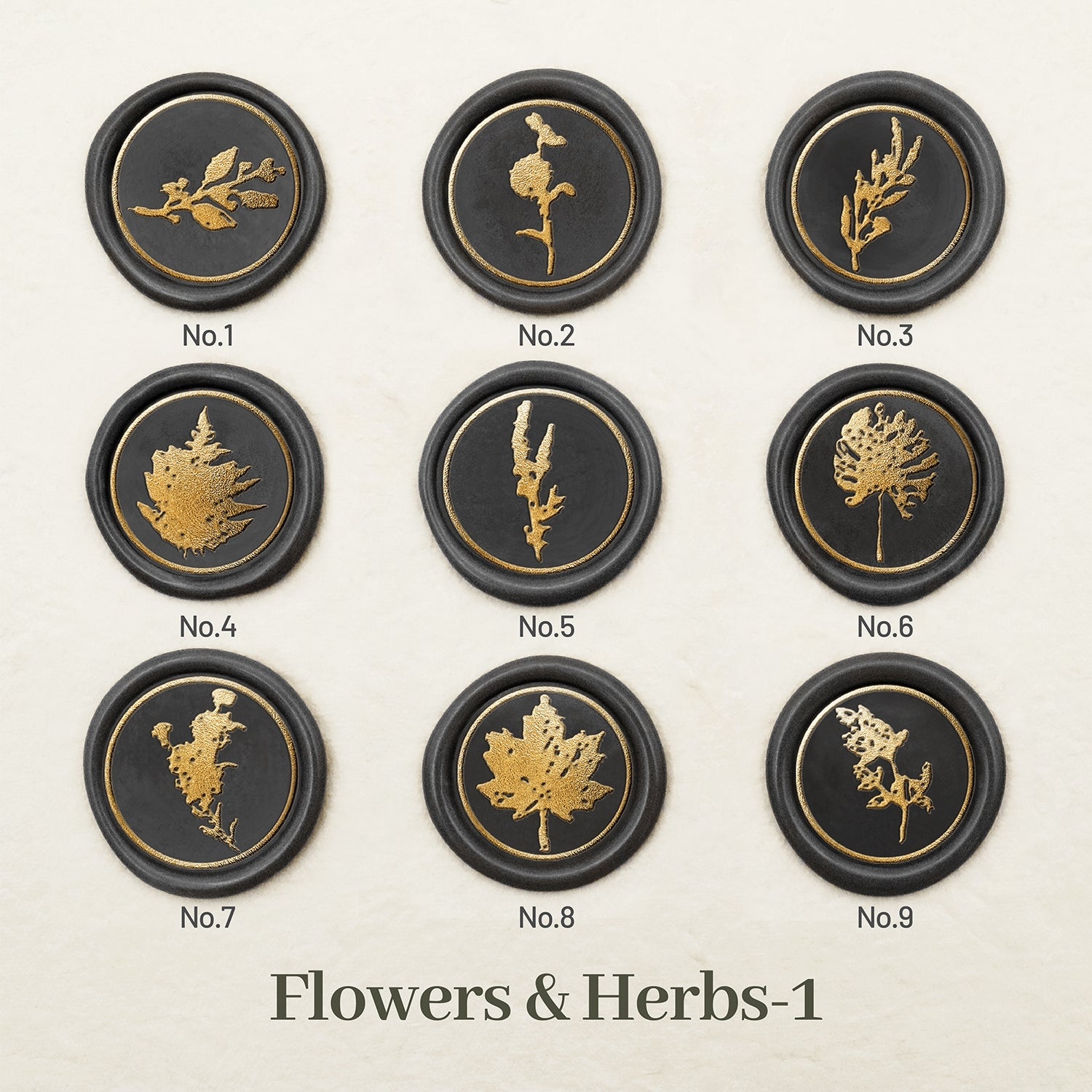 Stamprints Fleurs Herbes Tampon Encreur Sceau de Cire design 1