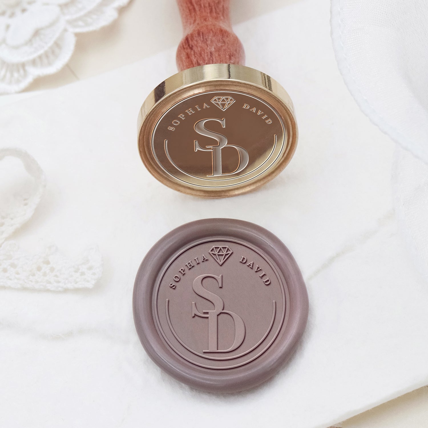 Stamprints Tampons Sceau de Cire Monogramme de Mariage Personnalisé 2