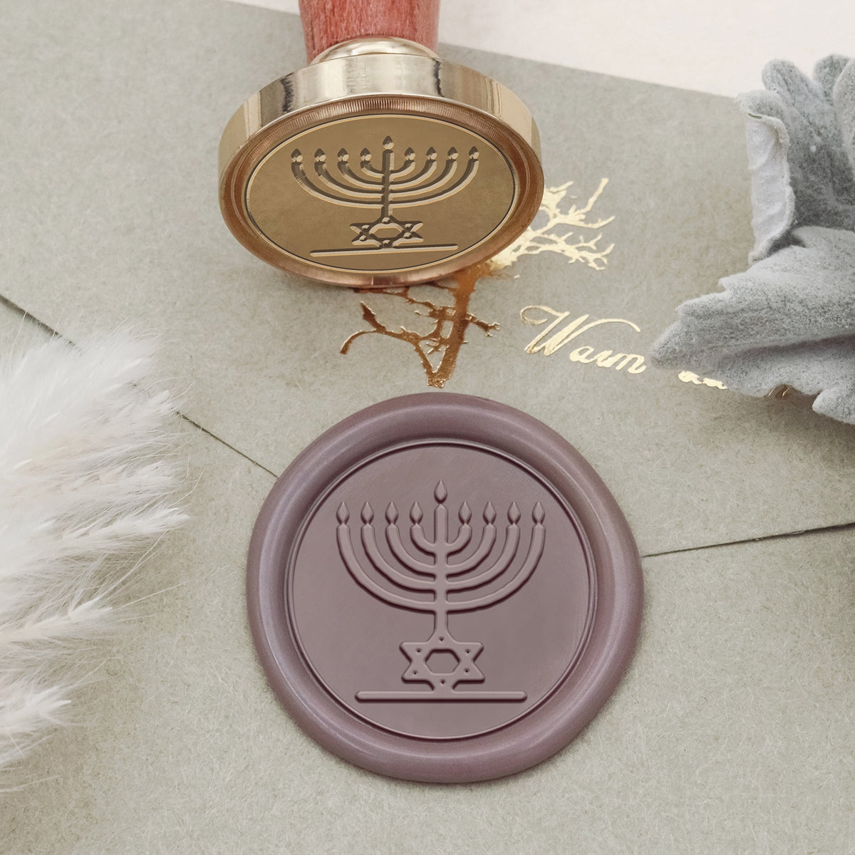 Tampon encreur Sceau de cire Symbole Menorah Stamprints 2