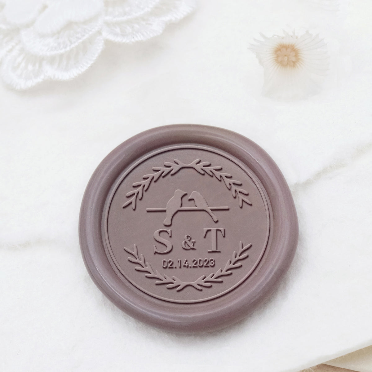 Stamprints Tampon Encreur Sceau de Cire de Mariage Personnalisé Nom & Date 1
