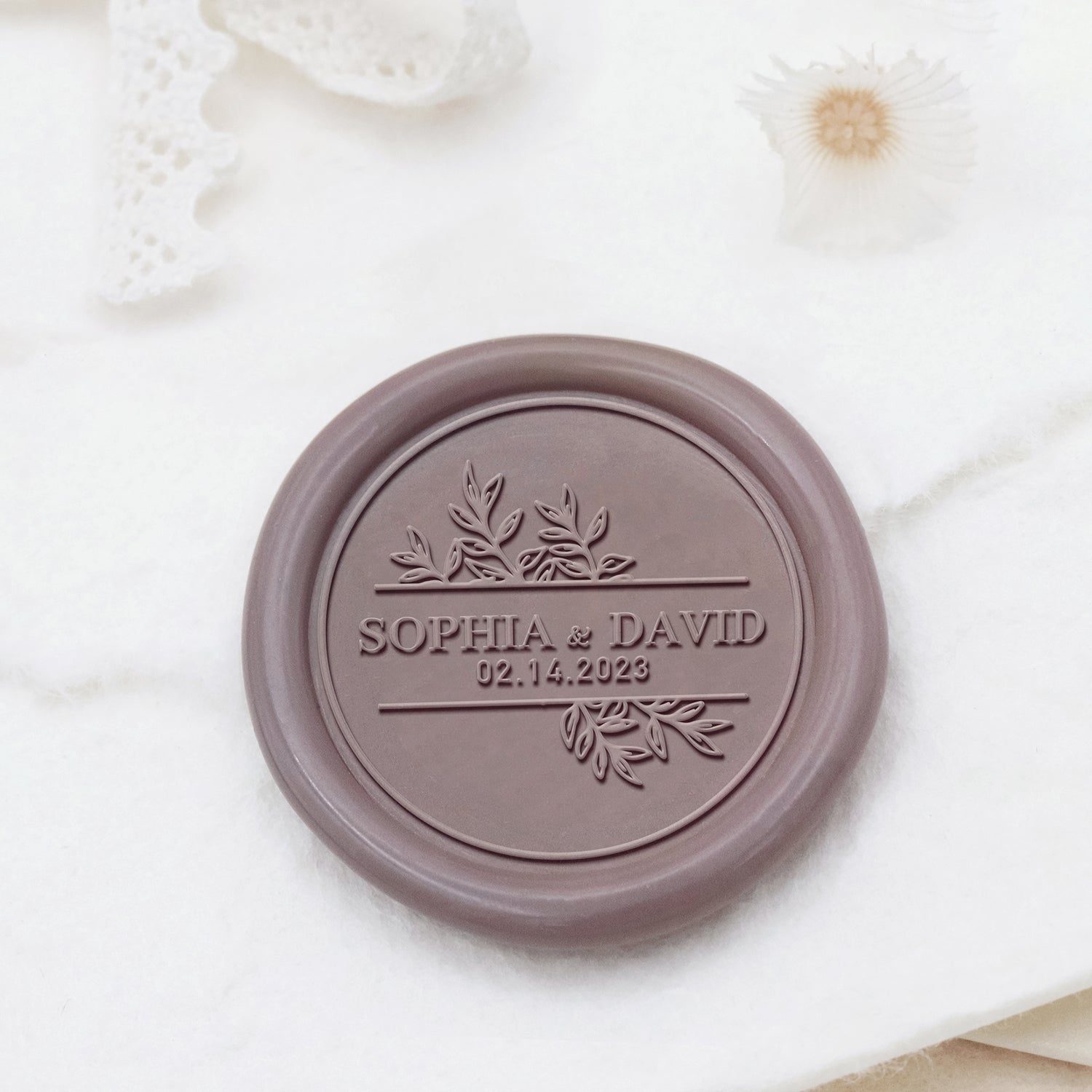 Stamprints Tampon Encreur Sceau de Cire de Mariage Personnalisé Nom & Date 1