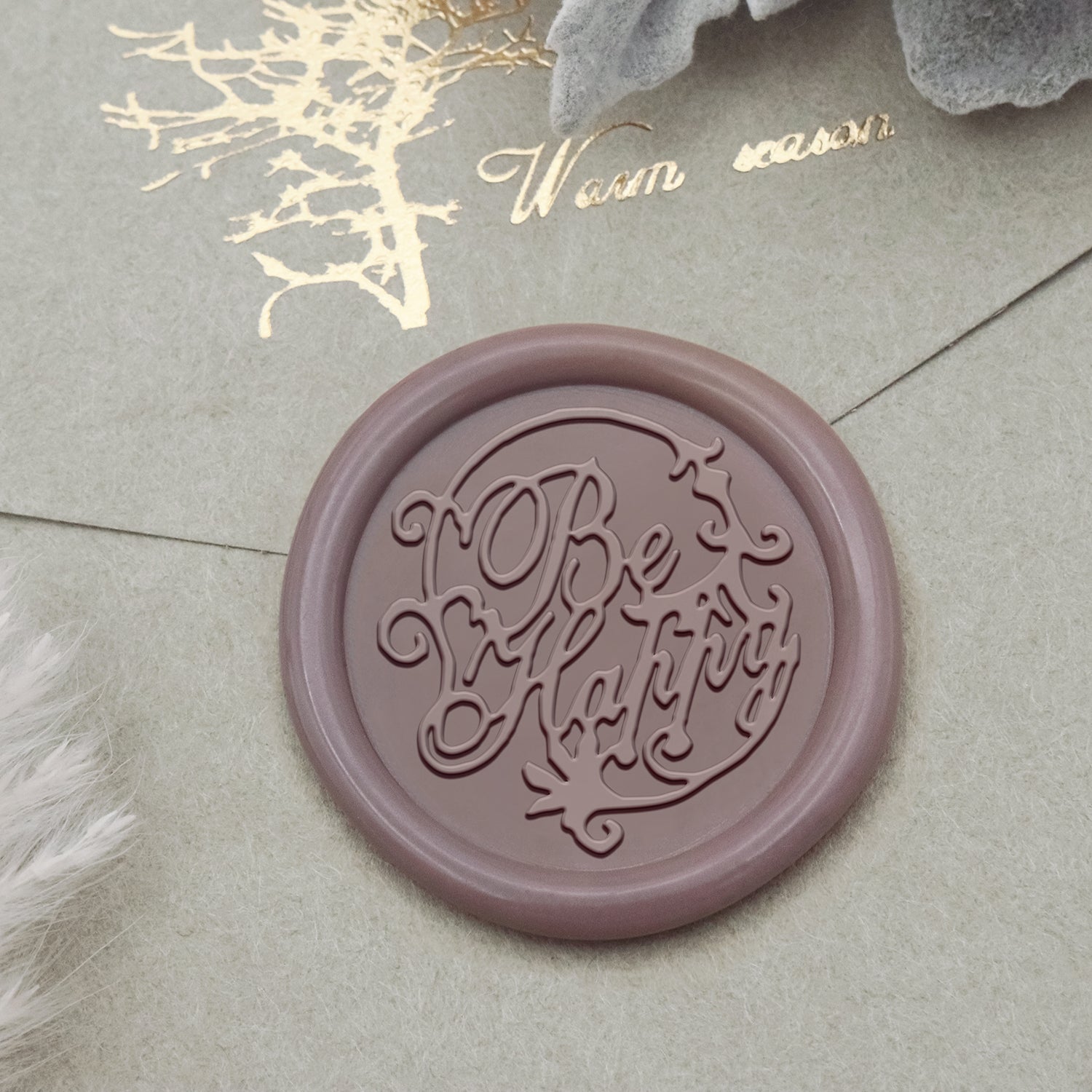 Stamprints Tampon Encreur Sceau de Cire de Salutation - Be Happy 1