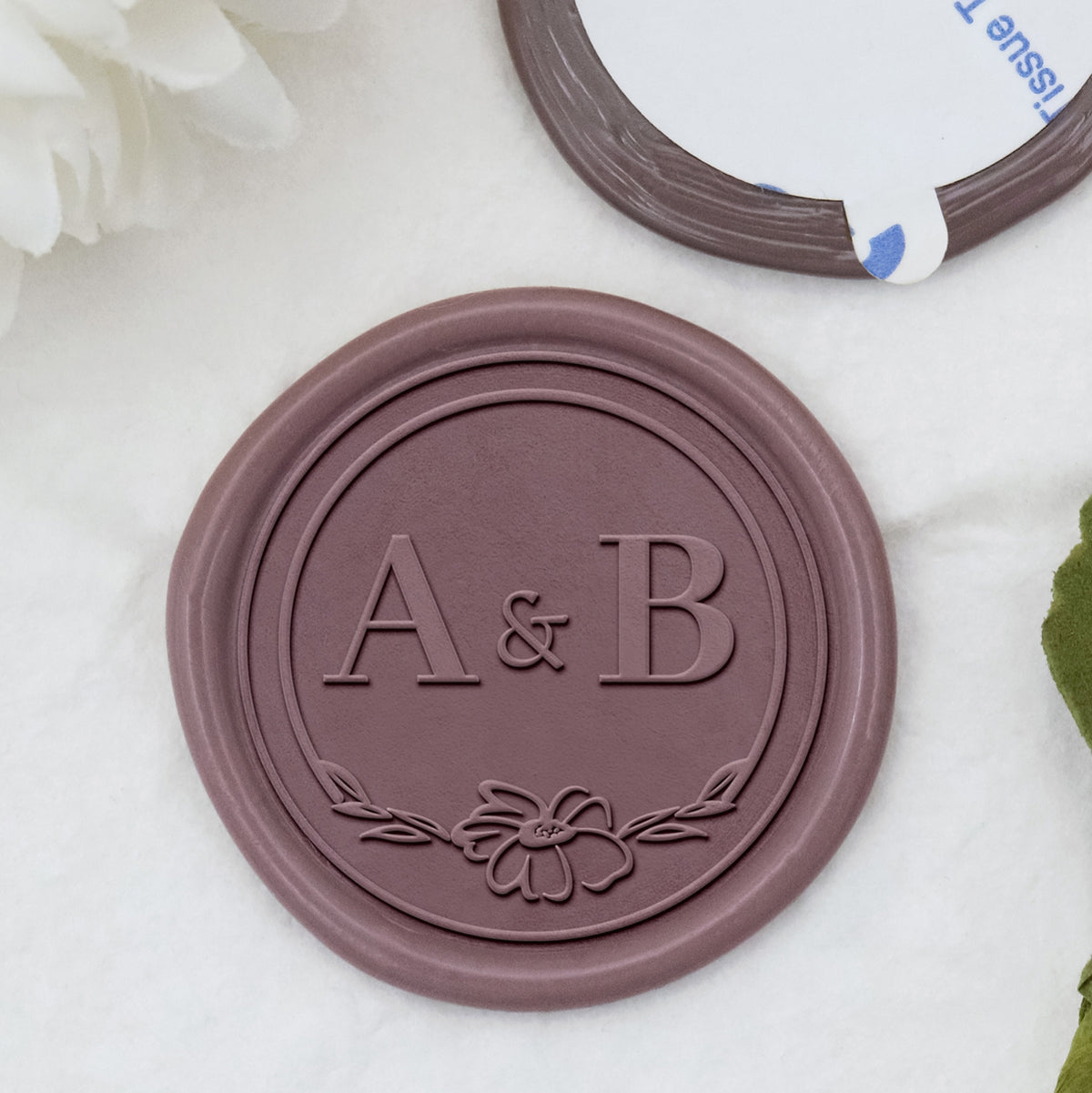 Stamprints Autocollants Sceau de Cire Monogramme Mariage Fleur Personnalisé 1