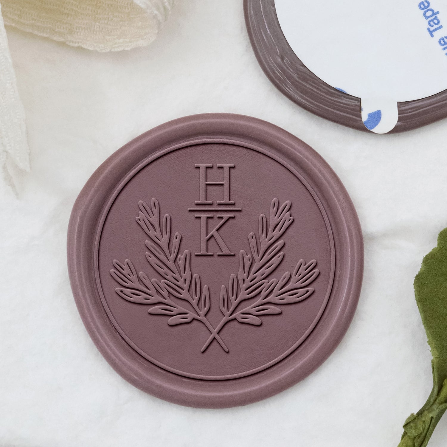 Autocollants Stamprints Personnalisé Croix Branches d'Olivier Mariage Monogramme Sceau de Cire 1
