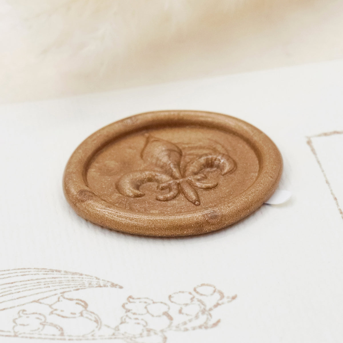 Stamprints Autocollants Sceau de Cire Autocollant Relief 3D Fleur de Lis 3