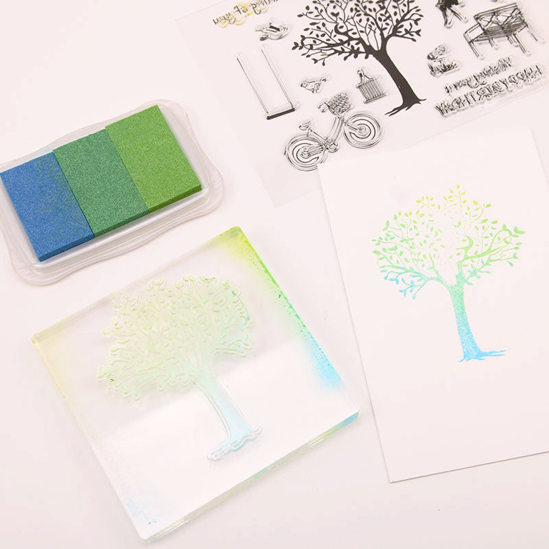 Tampon encreur à encre dégradée 3 couleurs multicolore nacré a2