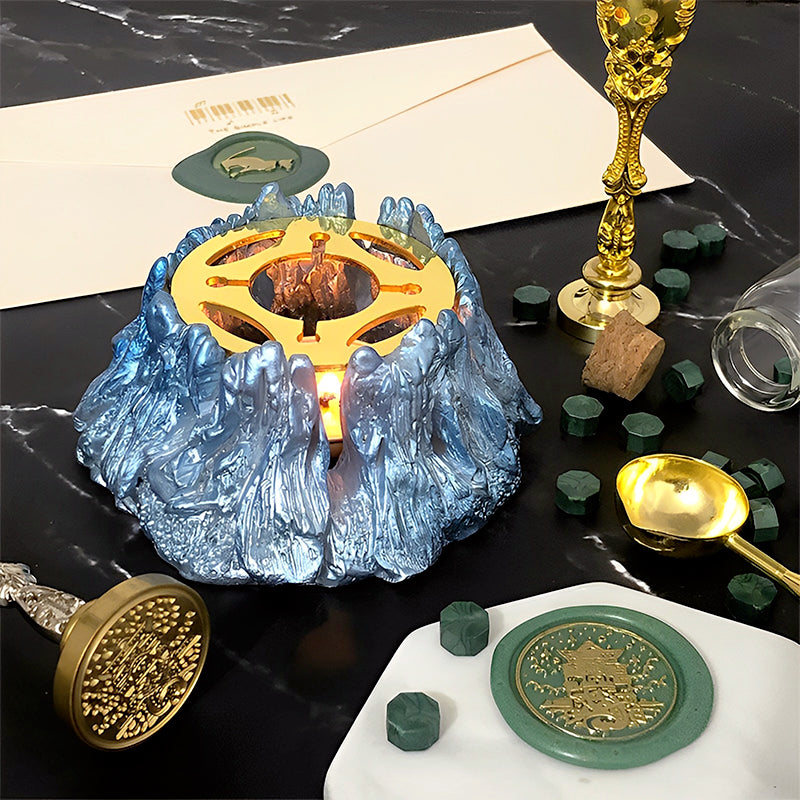 Ensemble de Cuillère à Cire Volcanique Réchaud à Cire pour Faire Fondre la Cire à Cacheter b3