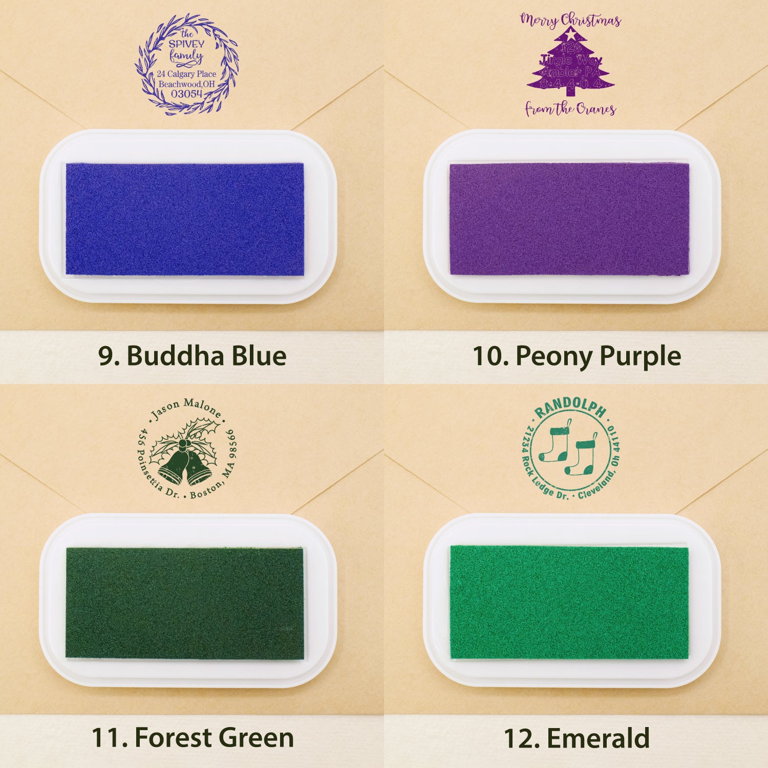 Tampon en caoutchouc d'adresse de Noël personnalisé (18 designs) sku3