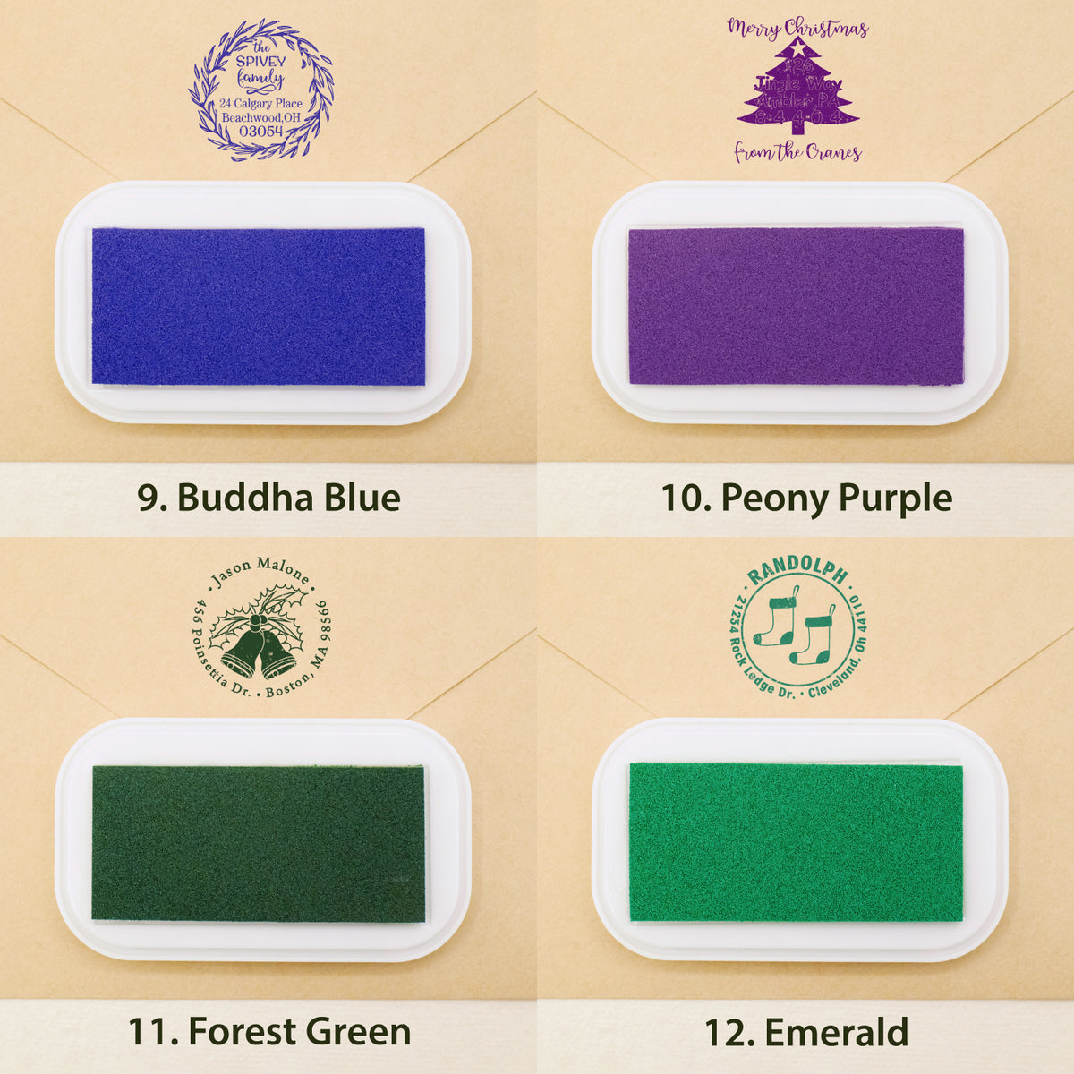 Tampon en caoutchouc d'adresse de Noël personnalisé (18 designs) sku3