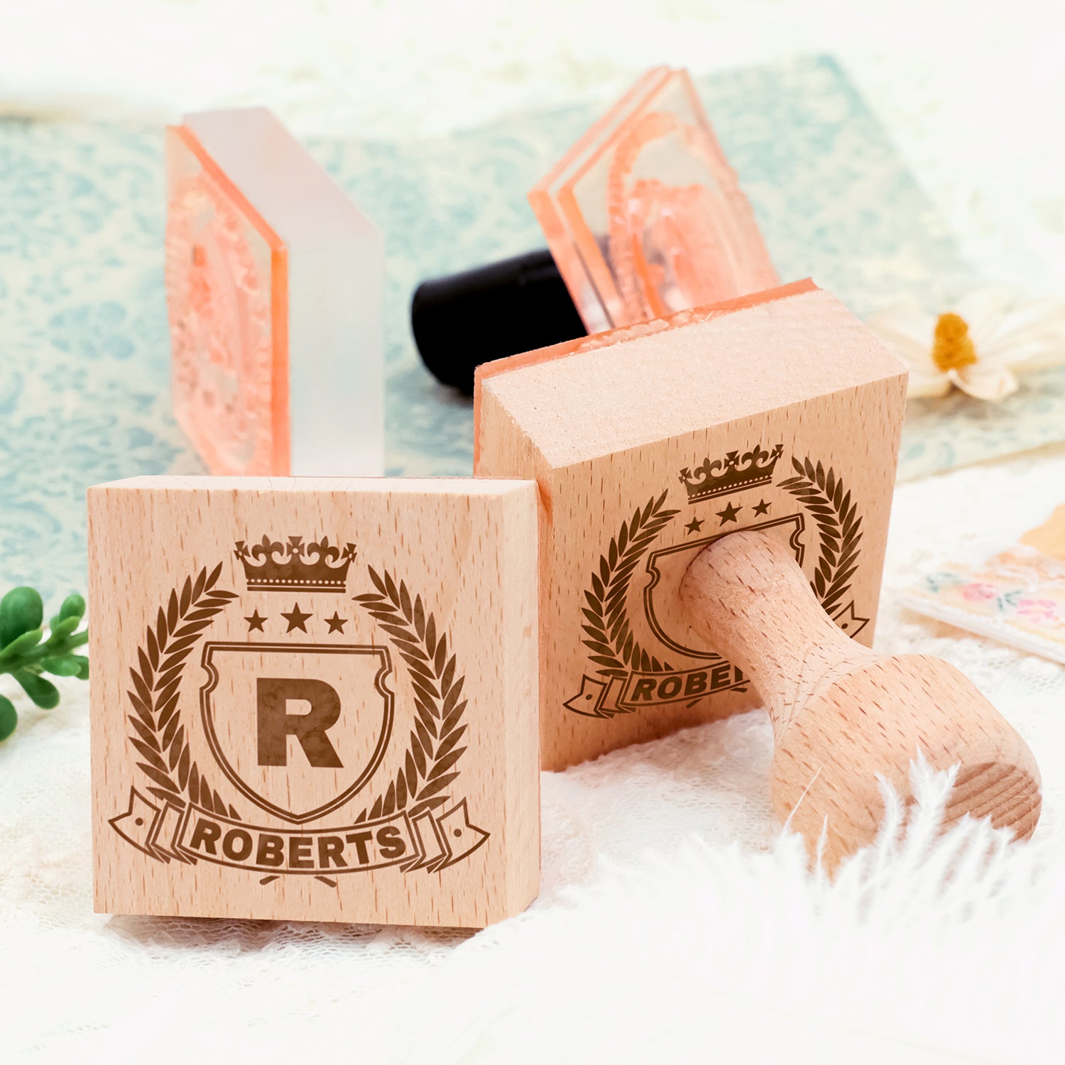 Tampon en Caoutchouc Armoiries Familiales Personnalisé (18 modèles) Custom-Family-Cres4