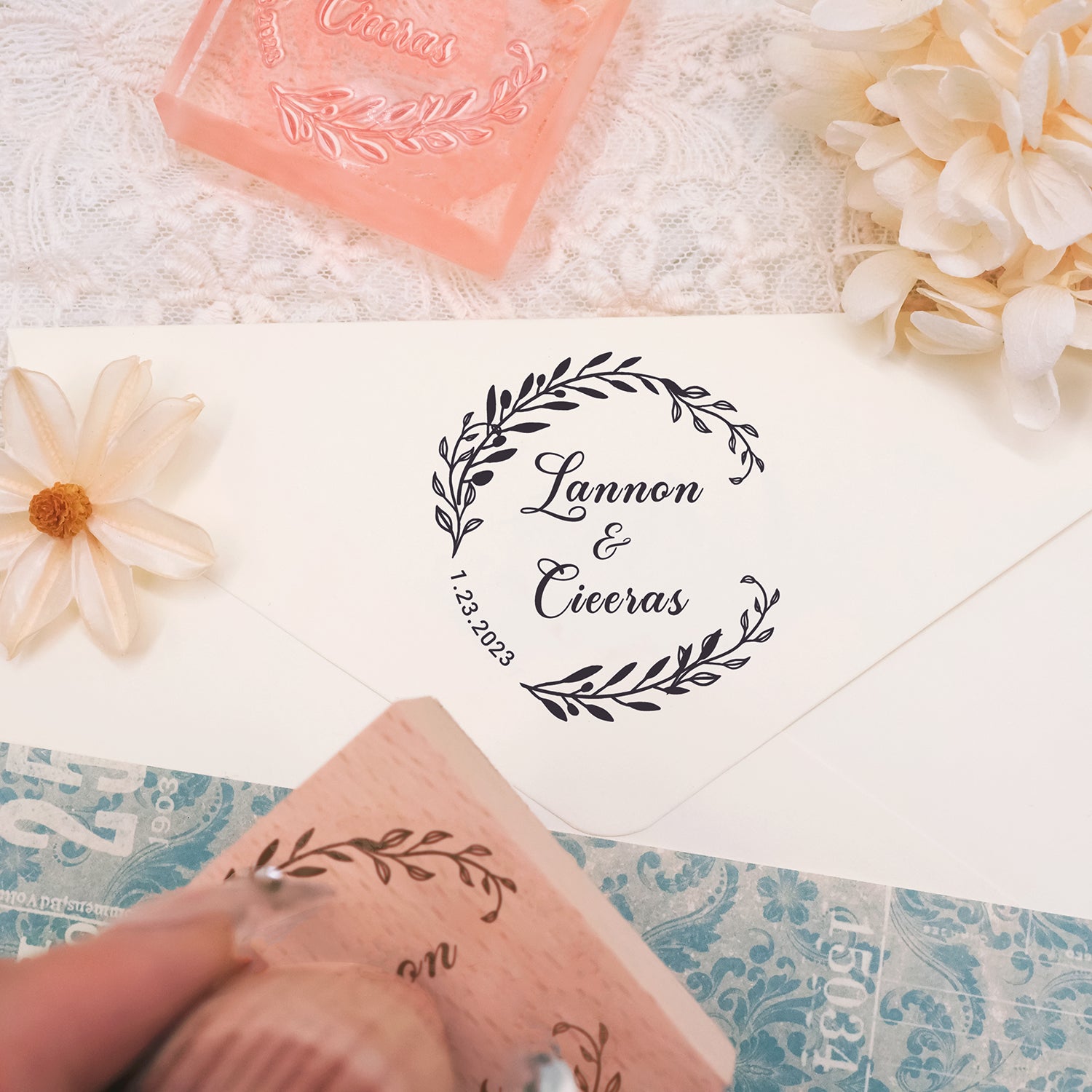 Tampon en Caoutchouc de Mariage Nom Personnalisé (18 designs) Custom-Name-Wedding1