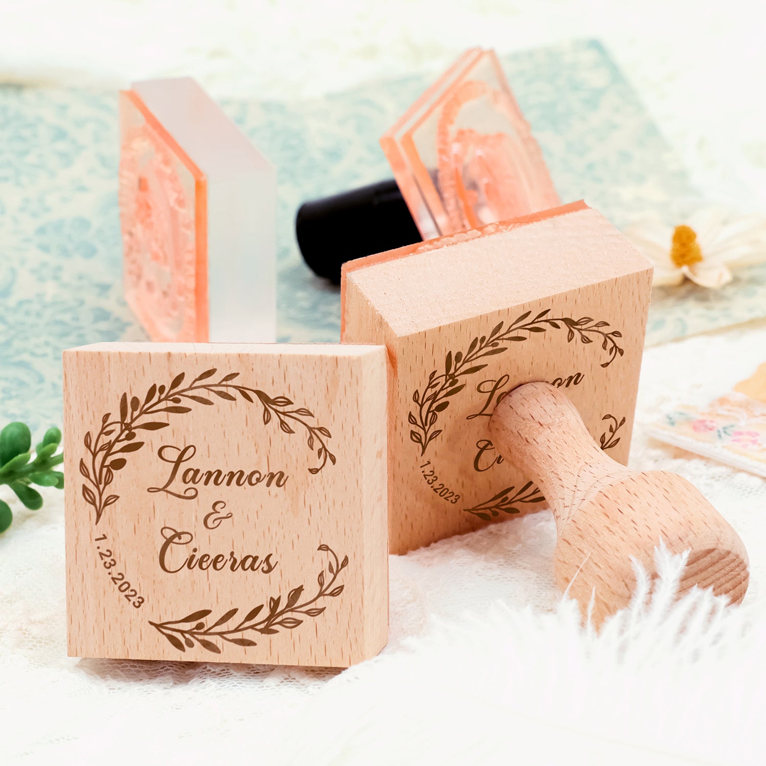 Tampon en caoutchouc de mariage avec nom personnalisé (18 modèles) Custom-Name-Wedding3