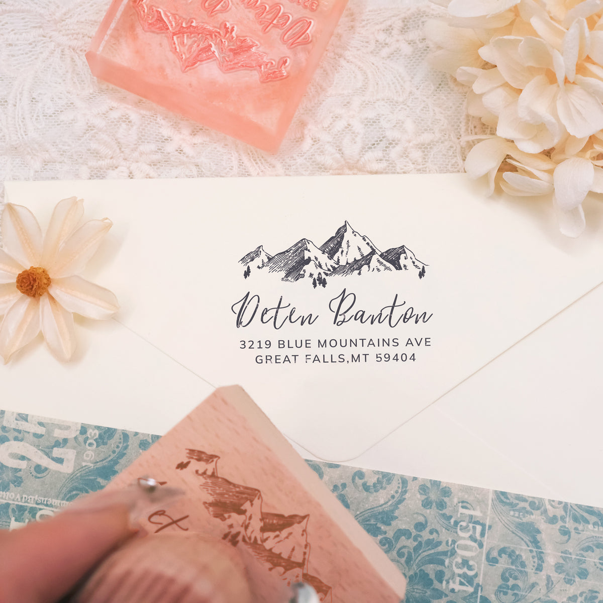 Tampon en Caoutchouc de Retour d'Adresse Personnalisé avec Votre Signature Artistique (27 designs)-3