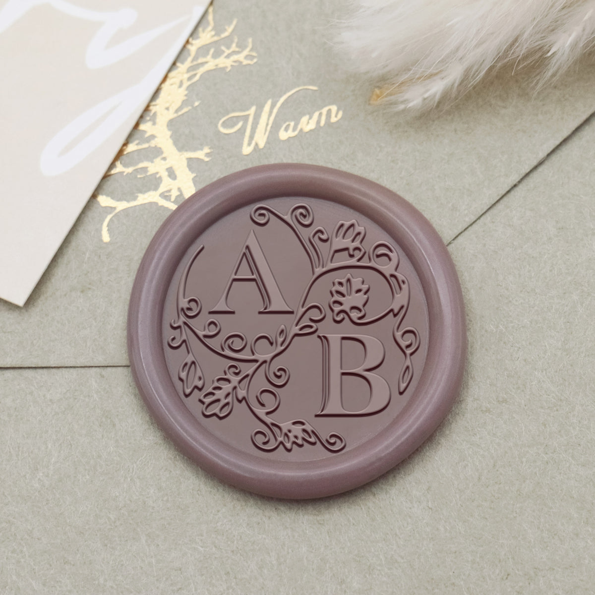 Tampon encreur sceau de cire de mariage Lily personnalisé monogramme-31 1