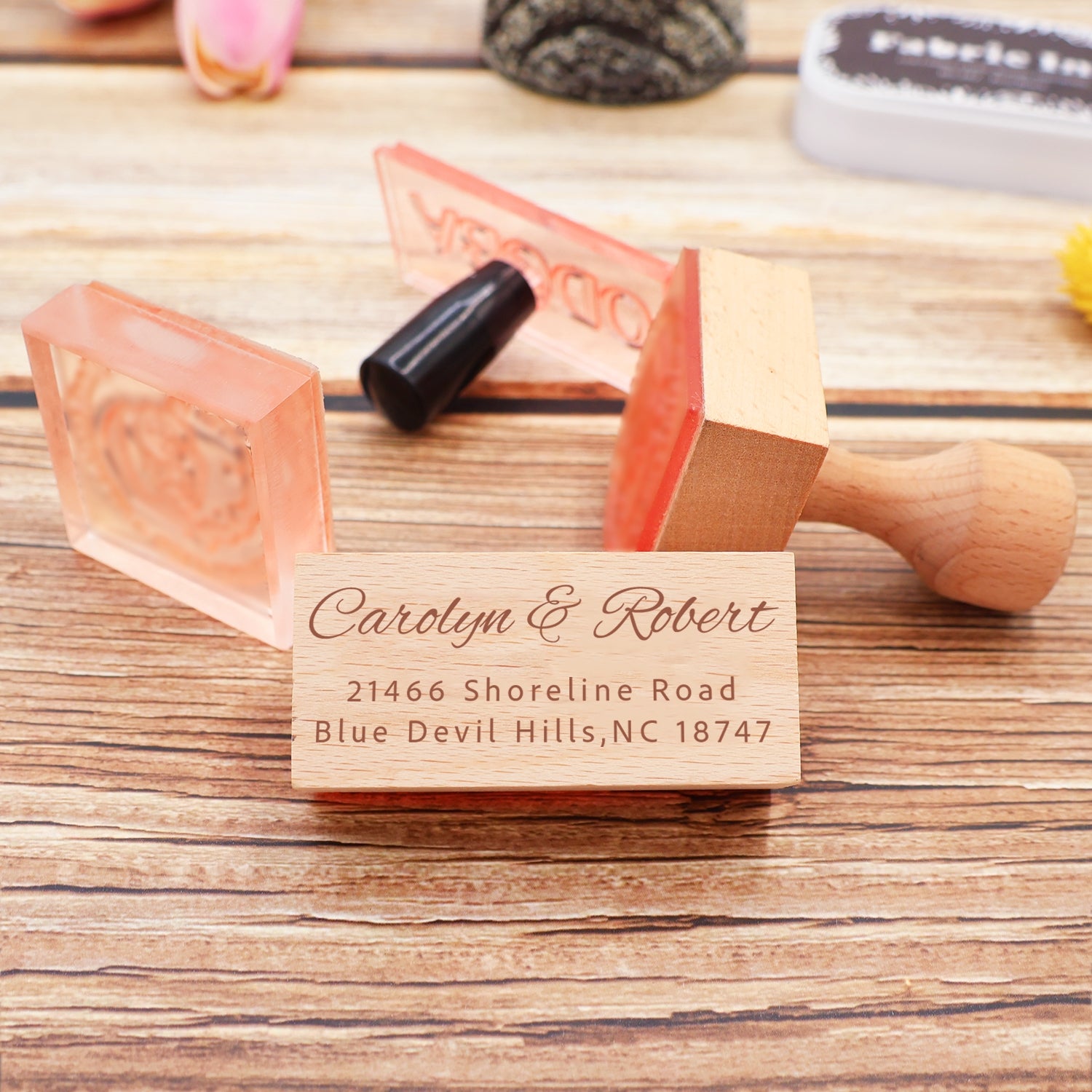 Custom Rectangular Handwriting Font Address Return Rubber Stamp - Style 5 5