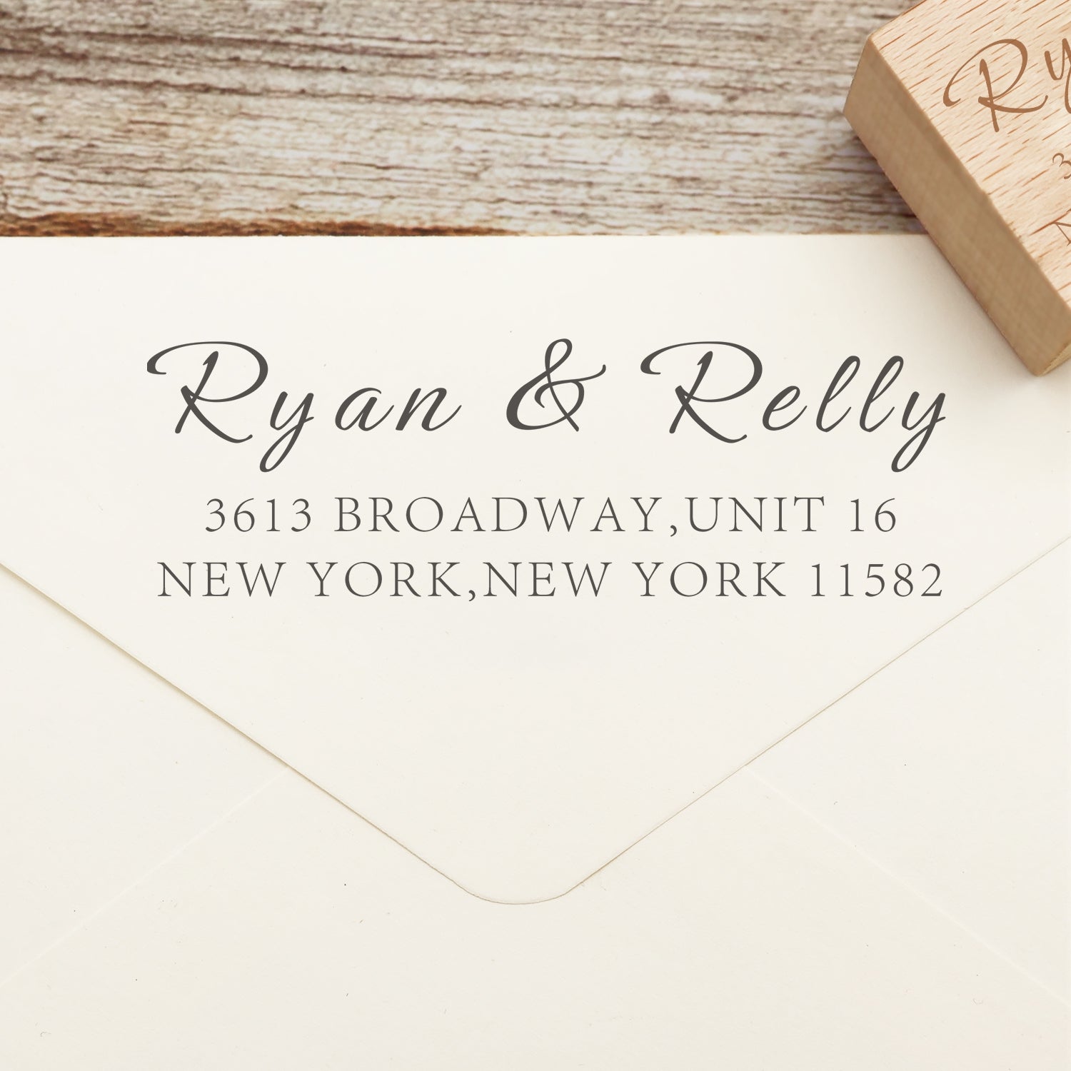 Custom Rectangular Handwriting Font Address Return Rubber Stamp - Style 6 1