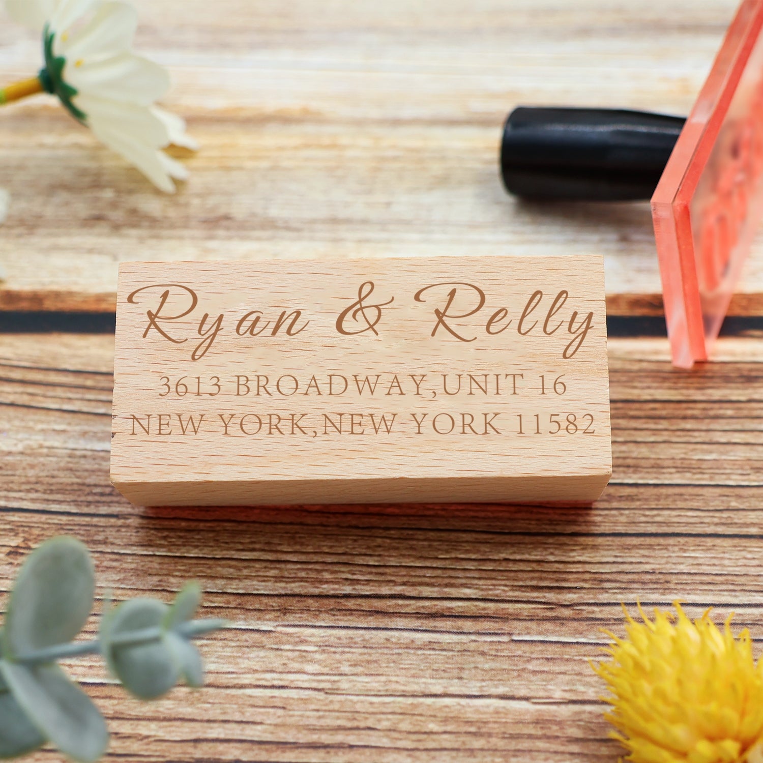 Custom Rectangular Handwriting Font Address Return Rubber Stamp - Style 6 3