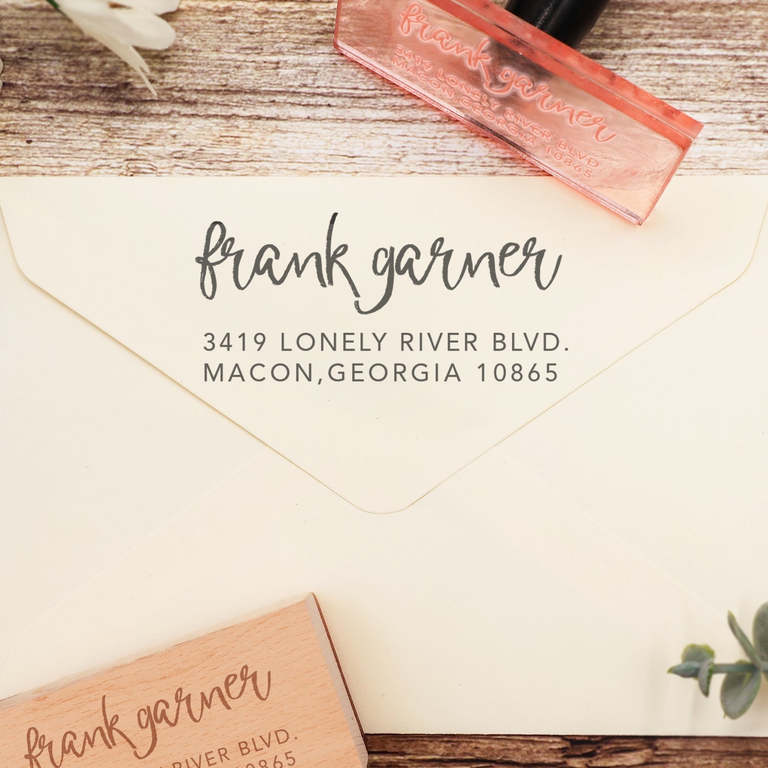 Custom Rectangular Handwriting Font Address Return Rubber Stamp - Style 25 4