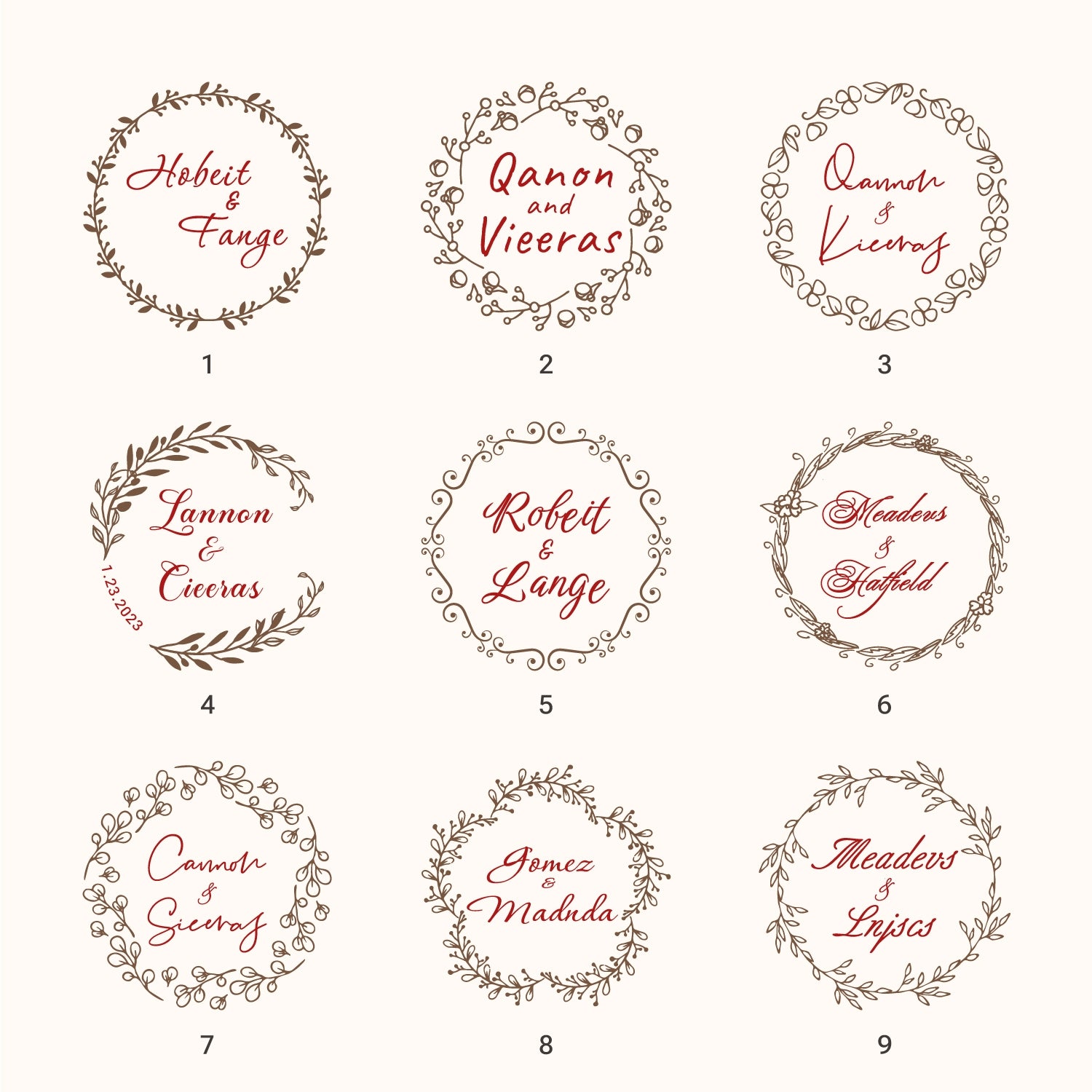 Tampon en Caoutchouc de Mariage Nom Personnalisé (18 Designs) Custom-Name-Wedding1
