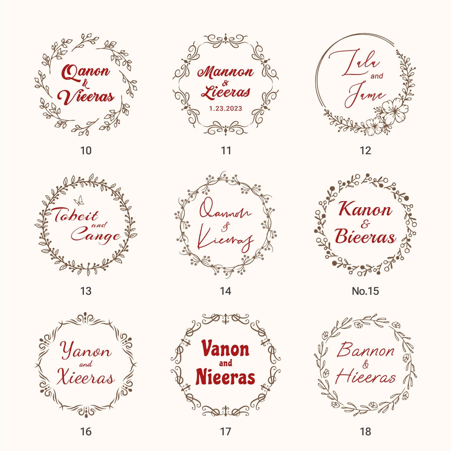 Tampon en Caoutchouc de Mariage Nom Personnalisé (18 Modèles) Custom-Name-Wedding2
