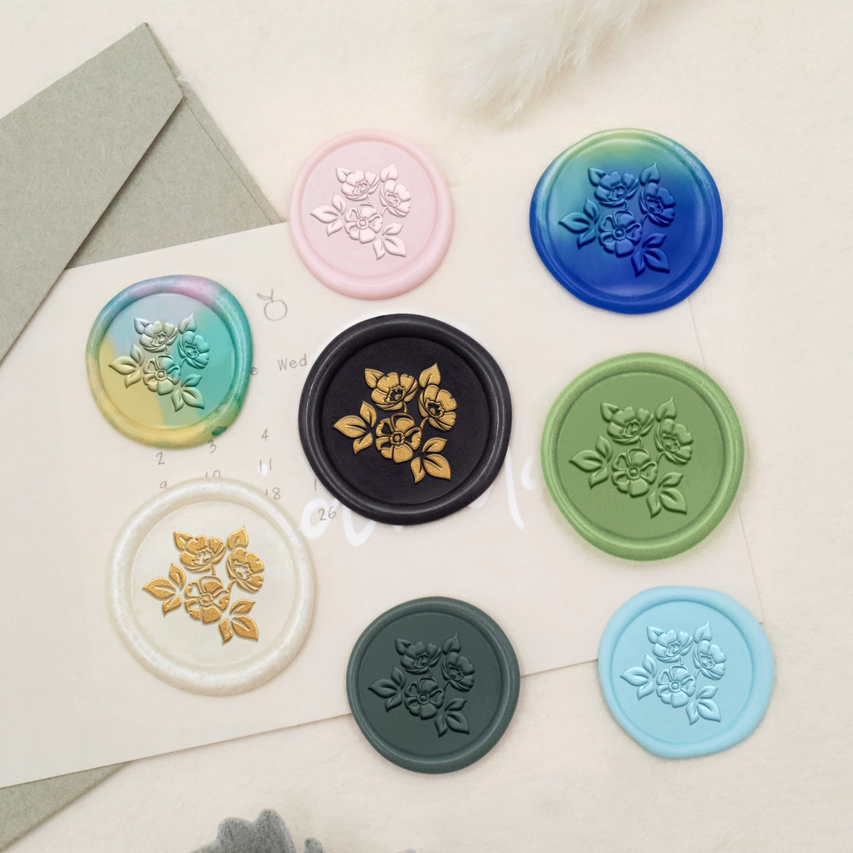 Tampon Encreur Sceau de Cire Botanique (18 Motifs)-12 3