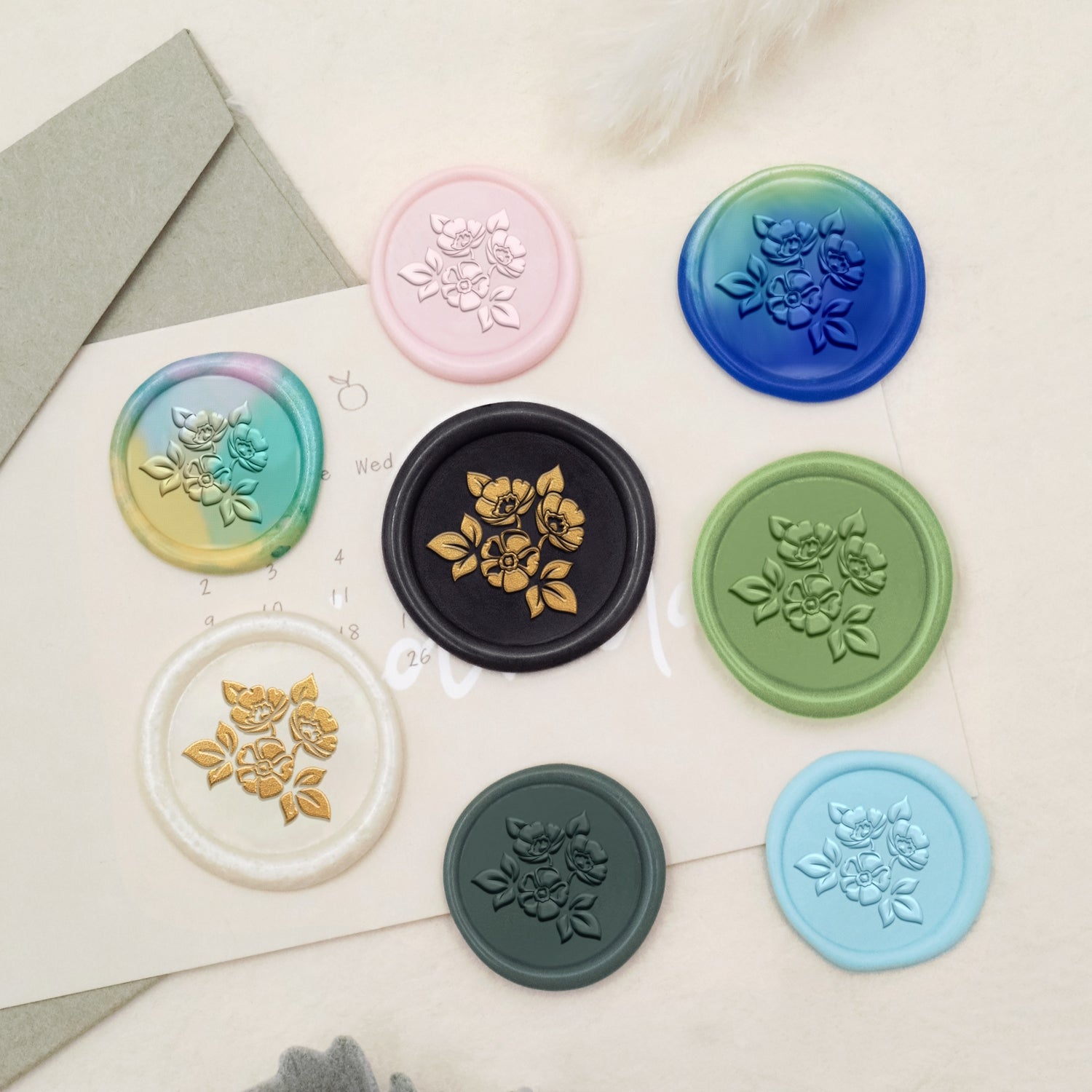 Tampon Encreur Sceau de Cire Botanique (18 Motifs)-12 3