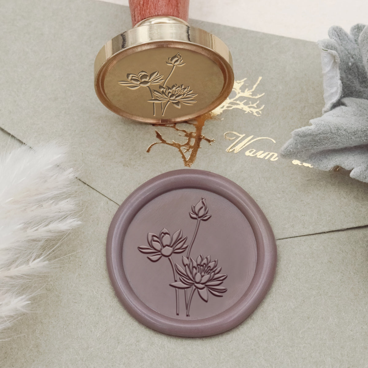 Tampon Encreur Sceau de Cire Botanique (18 Motifs)-13 2