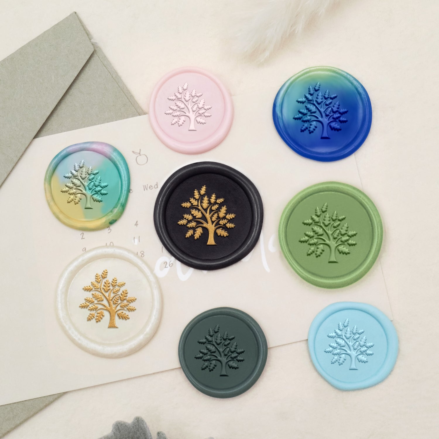 Tampon Encreur Sceau de Cire Botanique (18 Motifs)-18 3