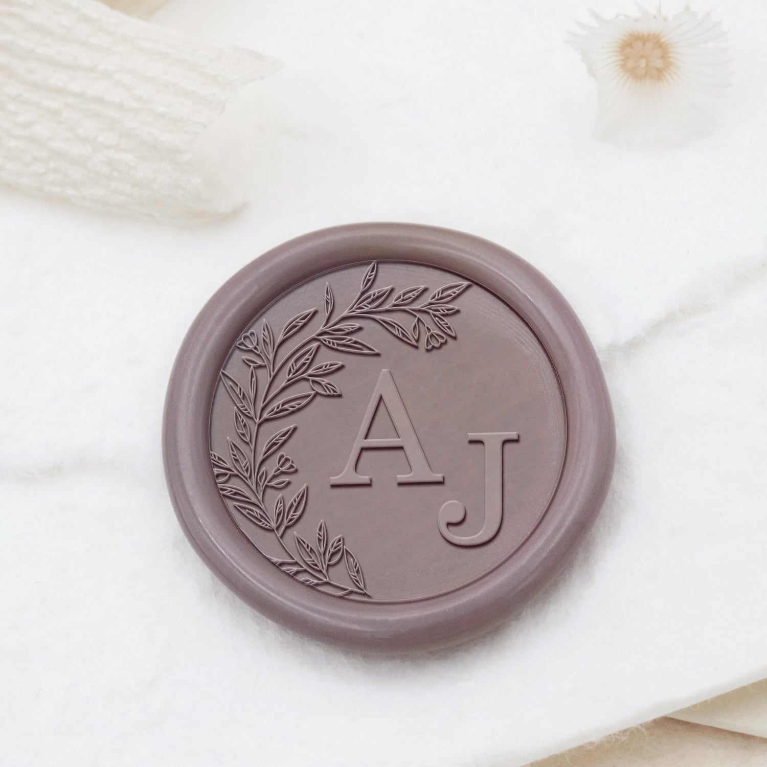 Tampon Encreur Sceau de Cire Monogramme Mariage Botanique Sans Bordure Personnalisé (27 Modèles)-copie 1