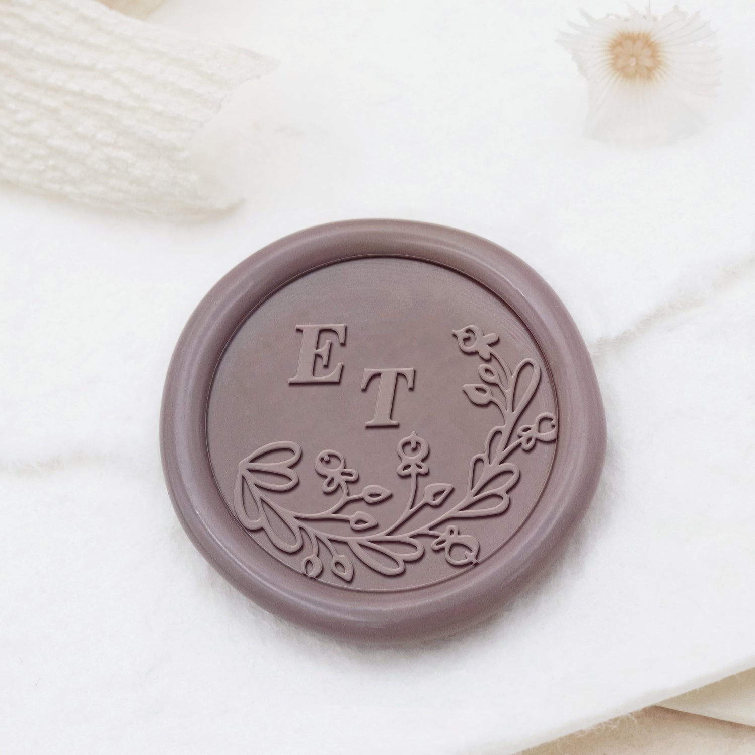 Tampon encreur sceau de cire monogramme de mariage botanique sans bordure personnalisé - Style 11 1
