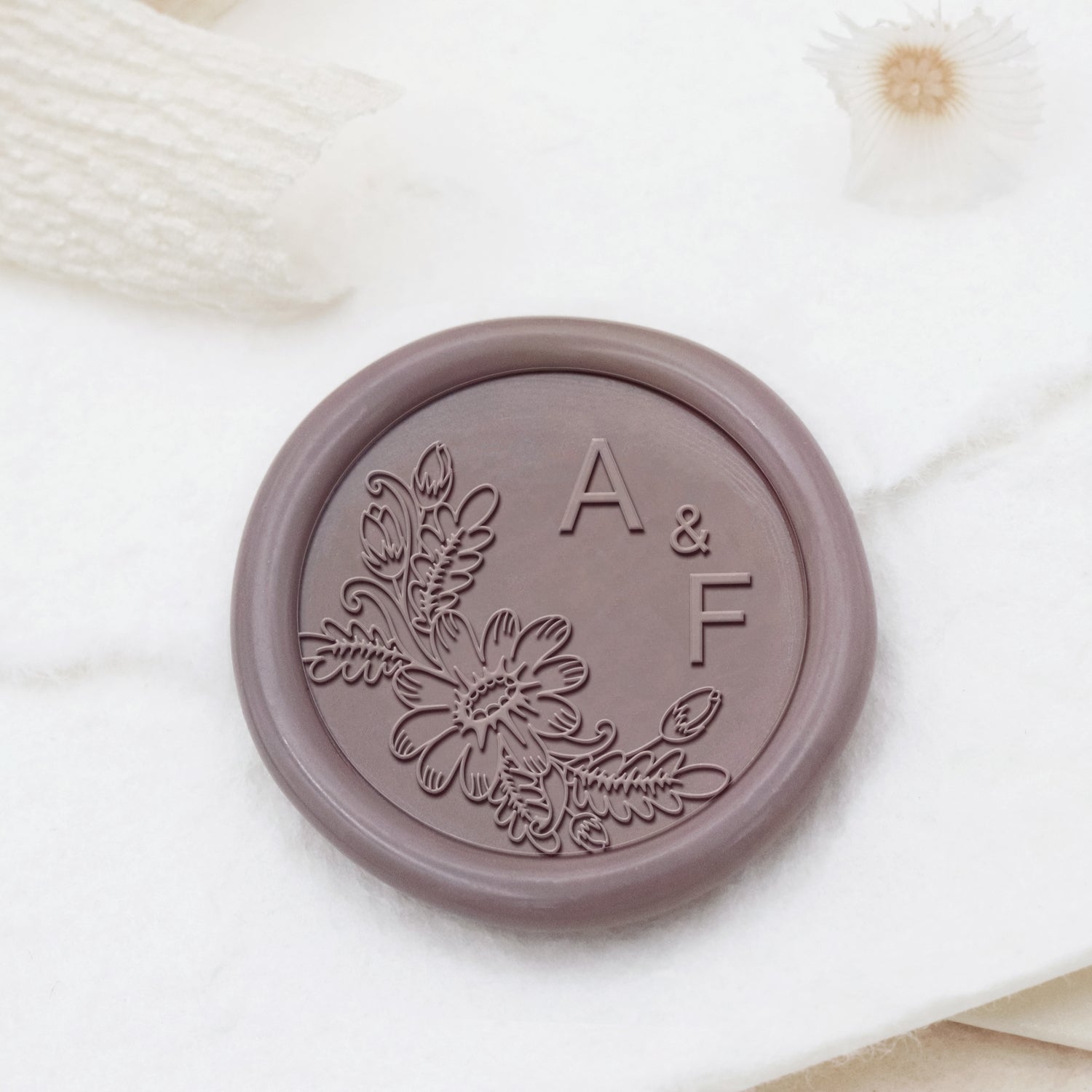 Tampon Encreur de Sceau de Cire Personnalisé Monogramme de Mariage Botanique Sans Bordure - Style 12 1