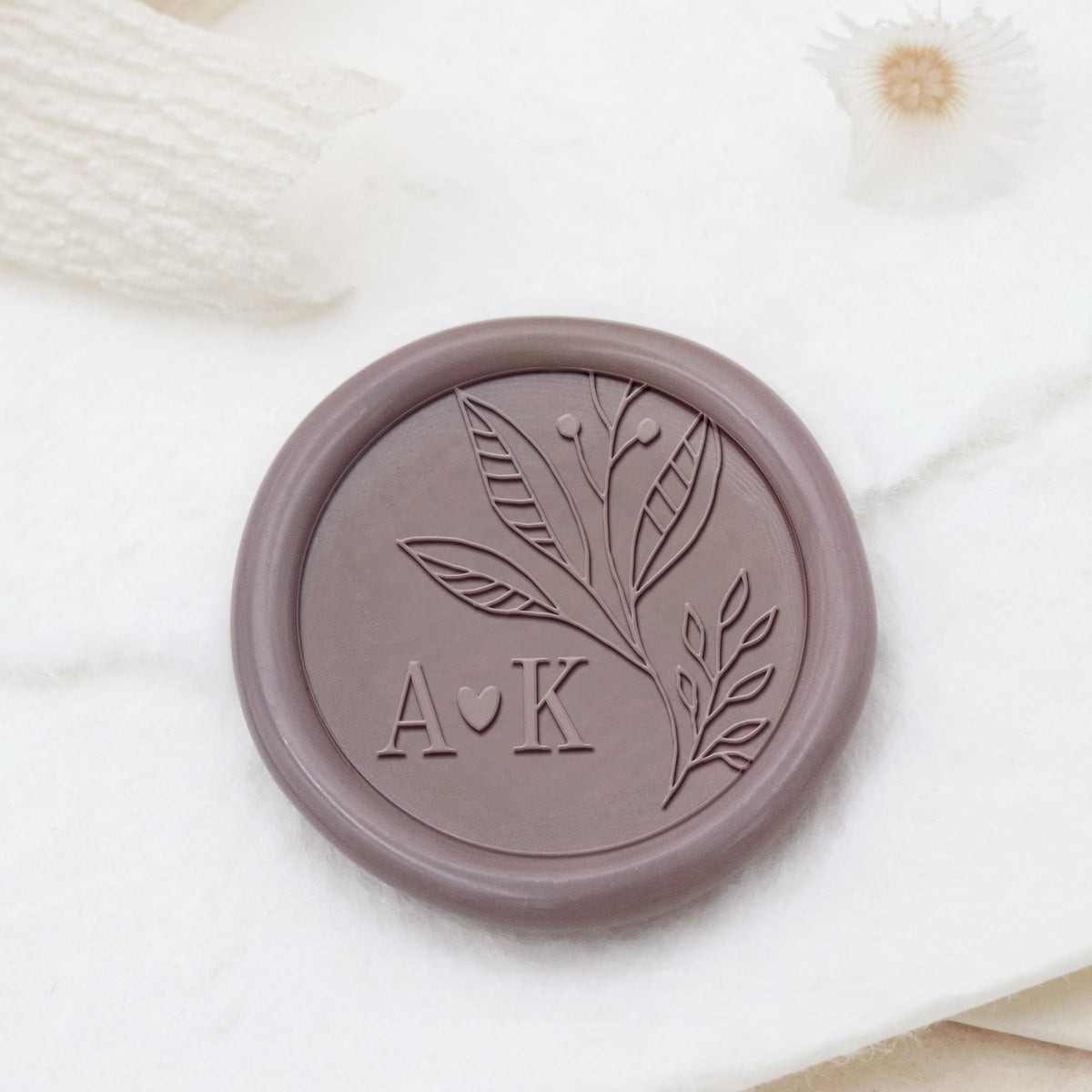 Tampon Encreur Sceau de Cire Monogramme de Mariage Botanique Sans Bordure Personnalisé - Style 16 1