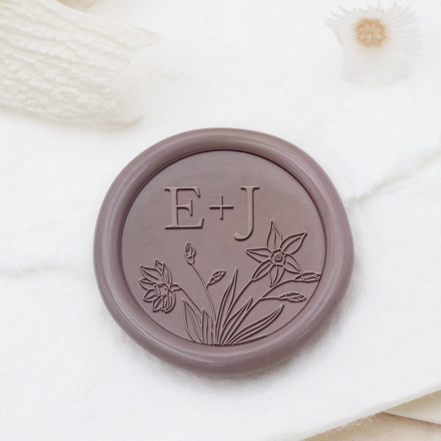 Tampon encreur sceau de cire personnalisé monogramme de mariage botanique sans bordure - Style 20 1