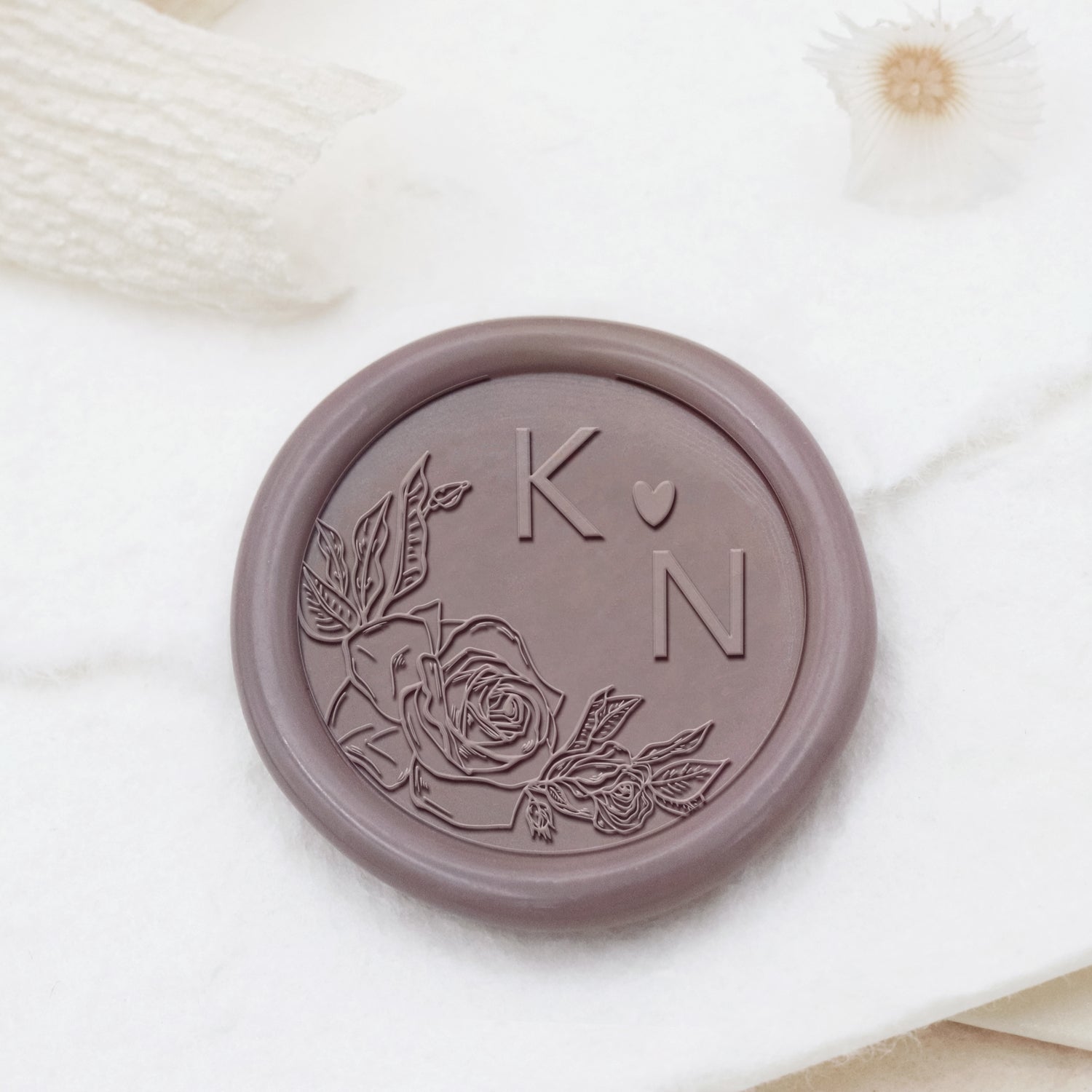 Tampon Encreur de Sceau de Cire Personnalisé sans Bordure Botanique de Mariage Monogramme - Style 21 1
