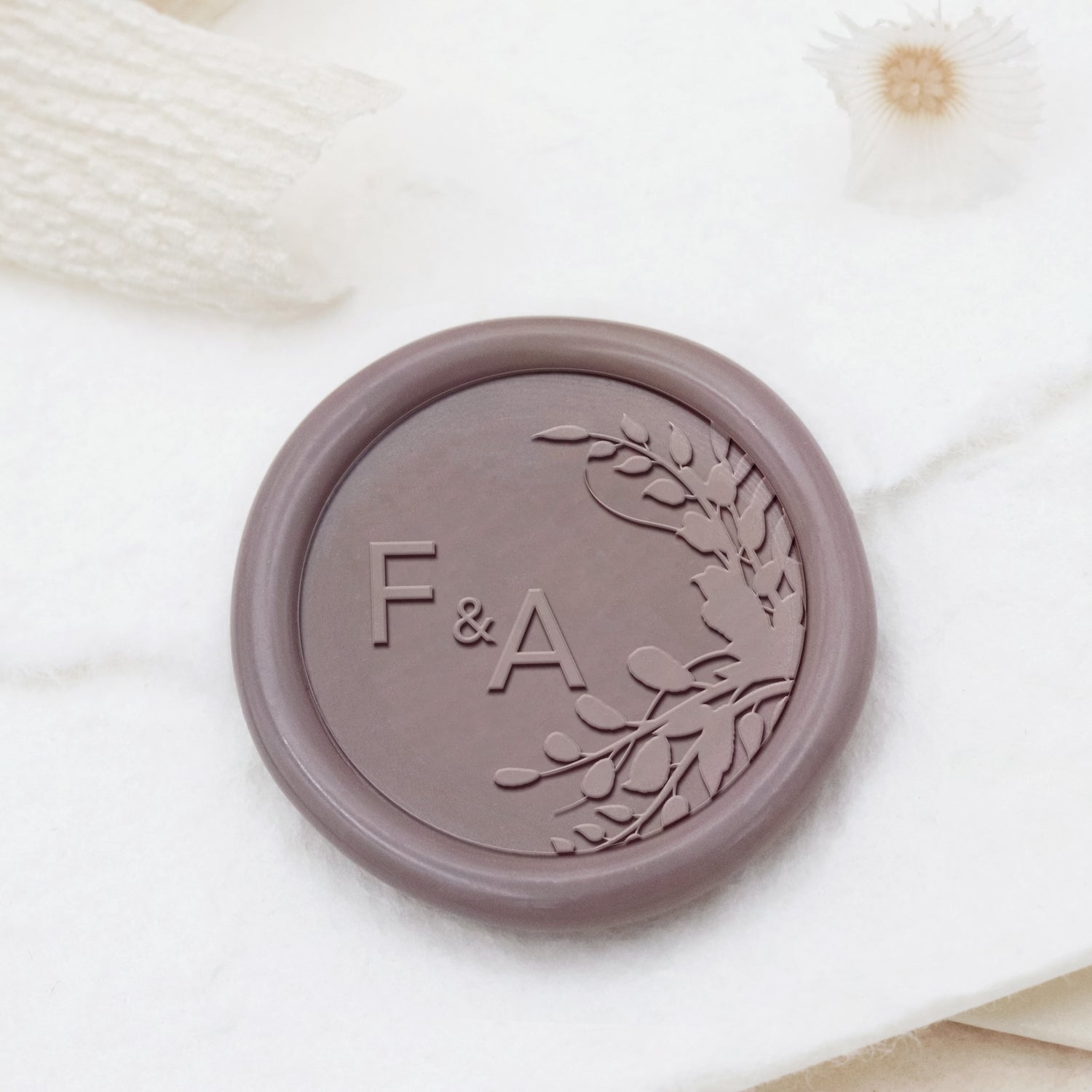 Tampon encreur sceau de cire monogramme de mariage botanique sans bordure personnalisé - Style 25 1