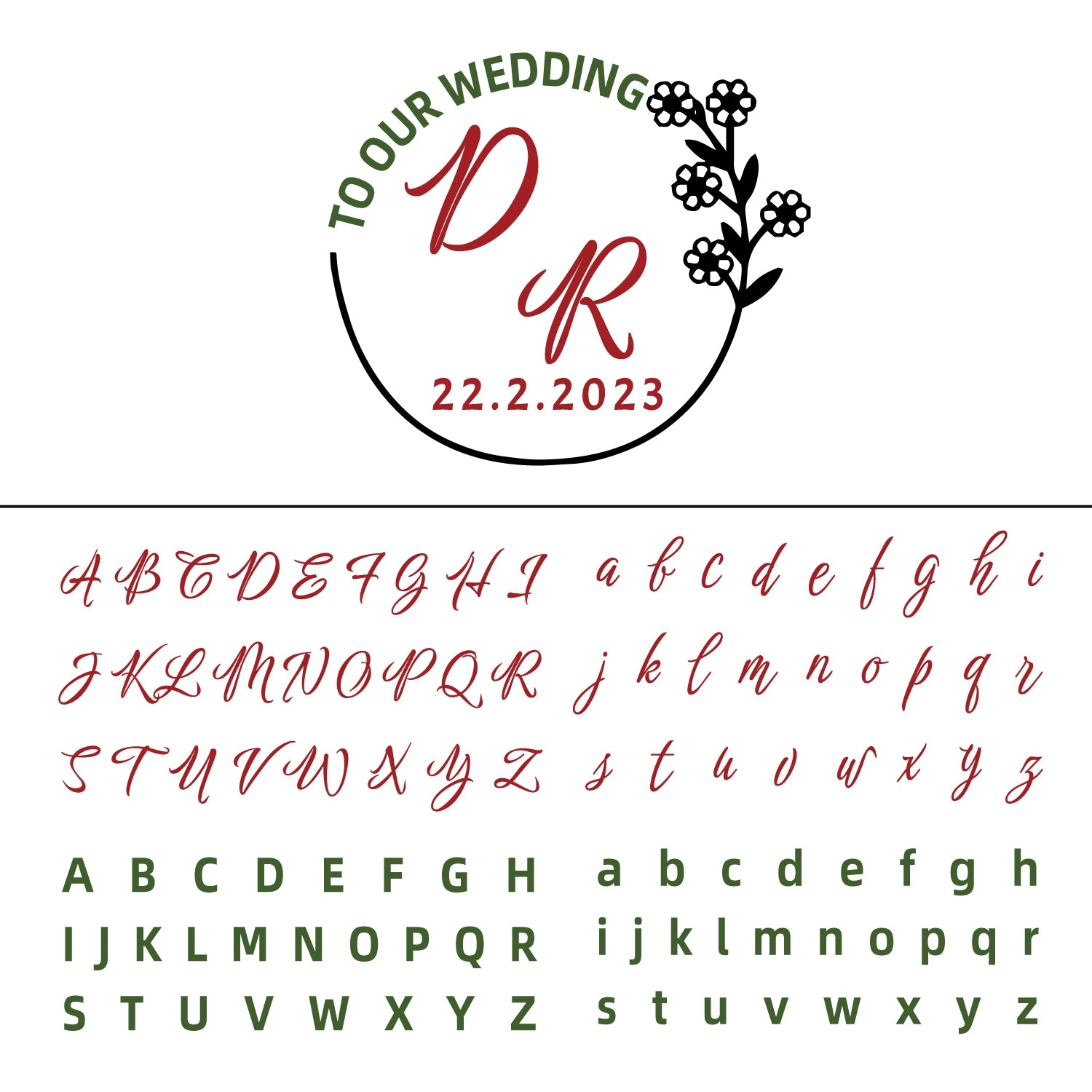 Tampon encreur sceau de cire monogramme mariage fleuron personnalisé 29