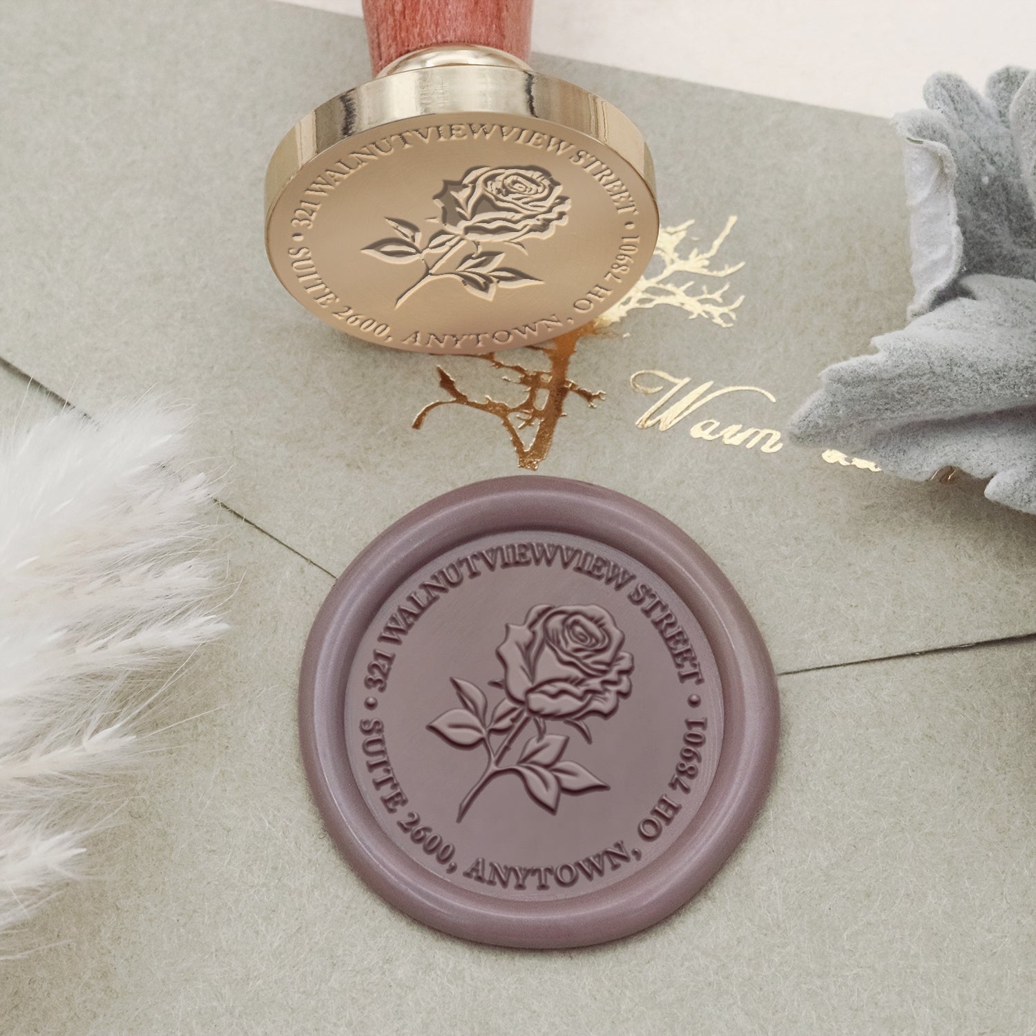 Custom Botanical Address Wax Seal Stamp (27 Designs)-1