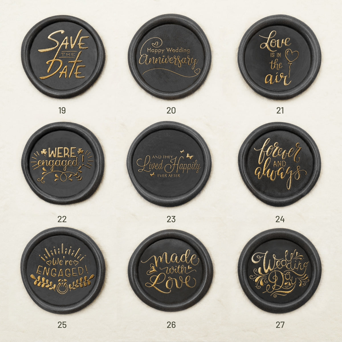 Timbre de sceau de cire à cacheter pour invitation et faire-part de mariage (27 modèles)-sku3