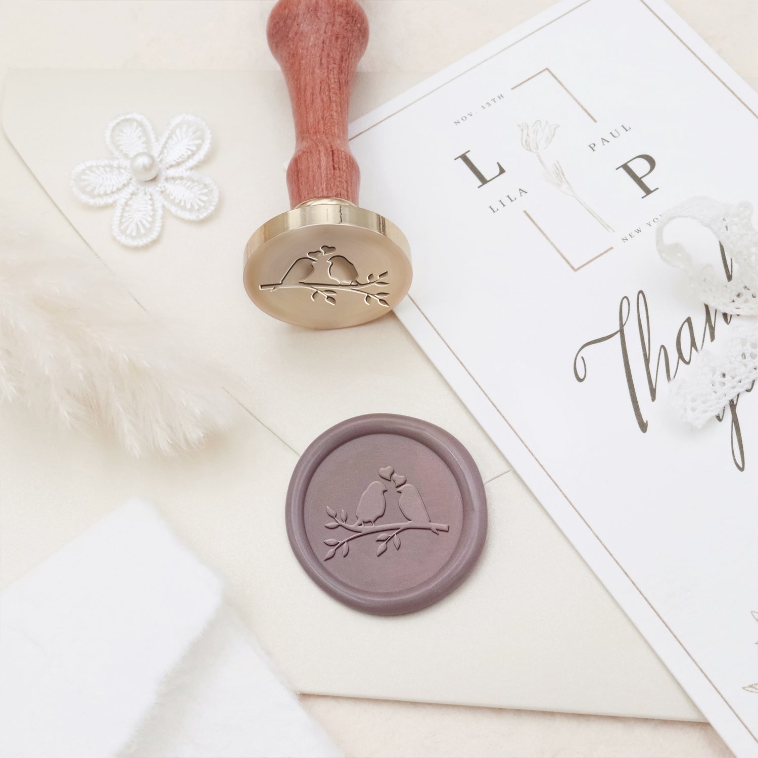 Tampon encreur sceau de cire magpies célébration de mariage 3