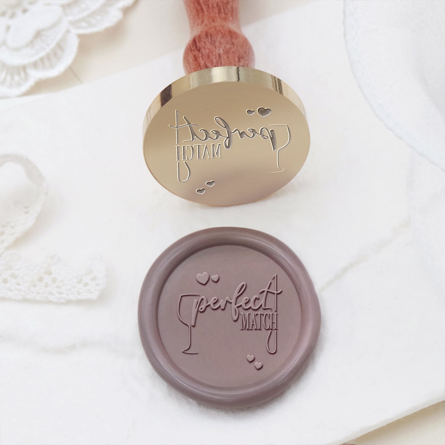 Cachet de Cire pour Invitation et Annonce de Mariage avec Tampon Encreur - Style 8 8