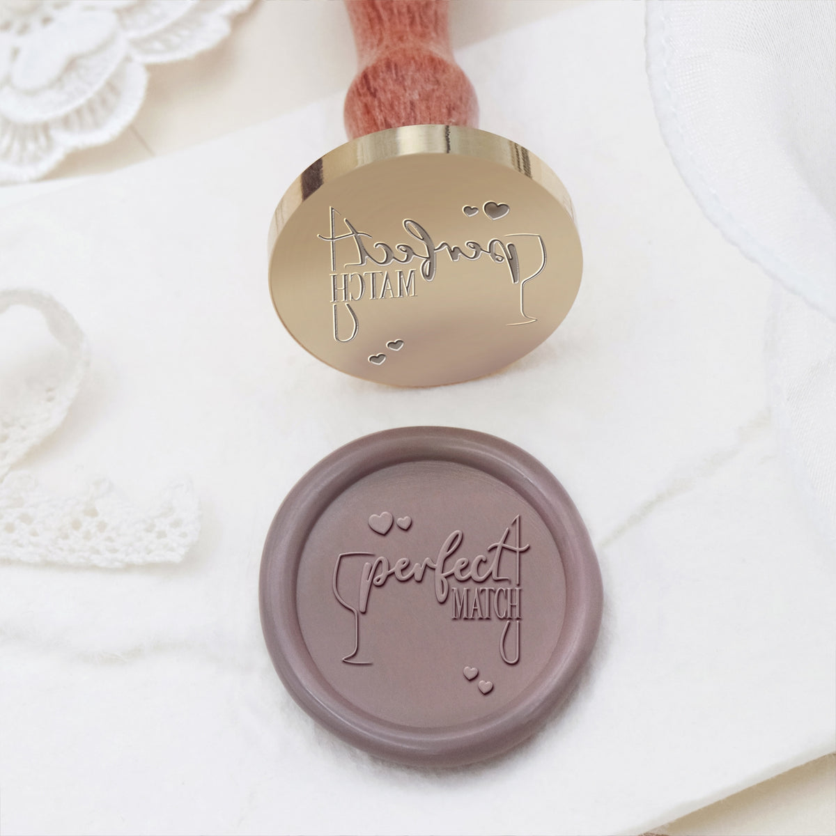 Cachet de Cire pour Invitation et Annonce de Mariage avec Tampon Encreur - Style 8 8