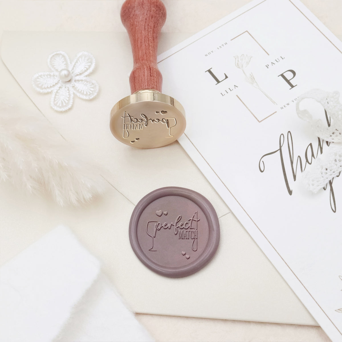 Tampon Encreur Sceau de Cire d'Invitation et d'Annonce de Mariage - Style 8 8-3