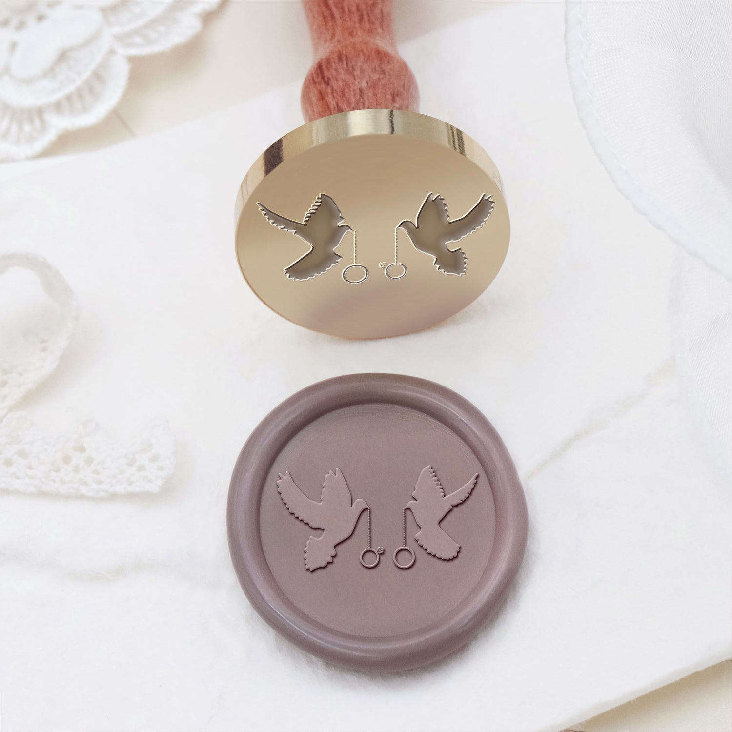 Célébration de Mariage Alliances Tampon Encreur Sceau de Cire 1