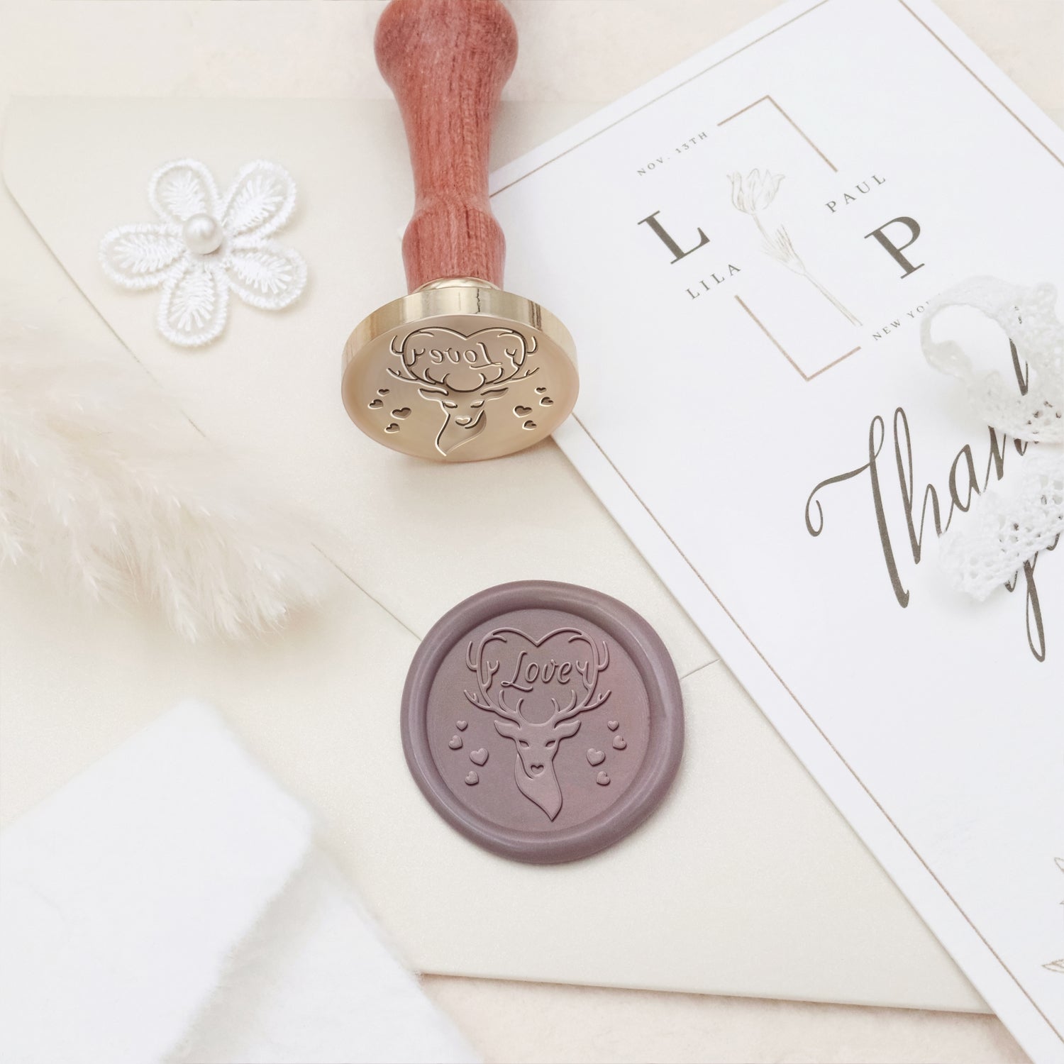 Tampon Encreur Sceau de Cire Renne Célébration de Mariage 3