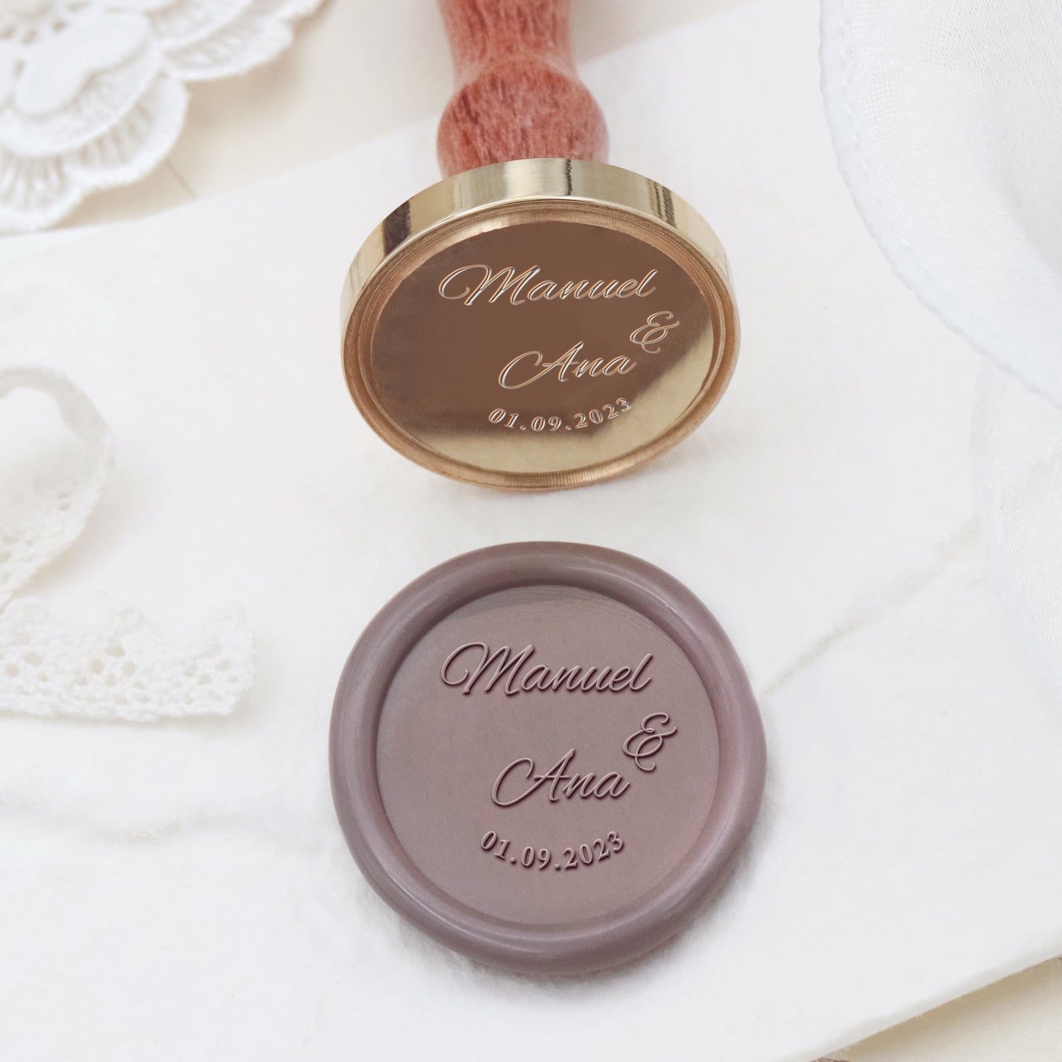 Tampon encreur sceau de cire de mariage nom minimaliste personnalisé - Style 2 2