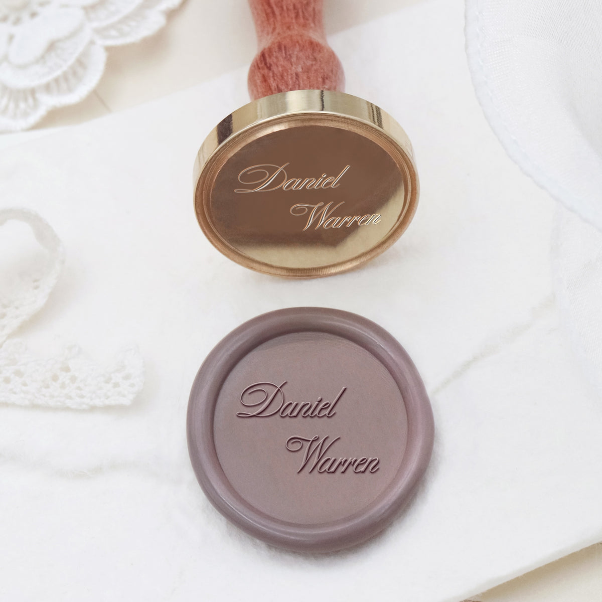 Tampon Encreur de Sceau de Cire de Mariage Nom Minimaliste Personnalisé - Style 8 2