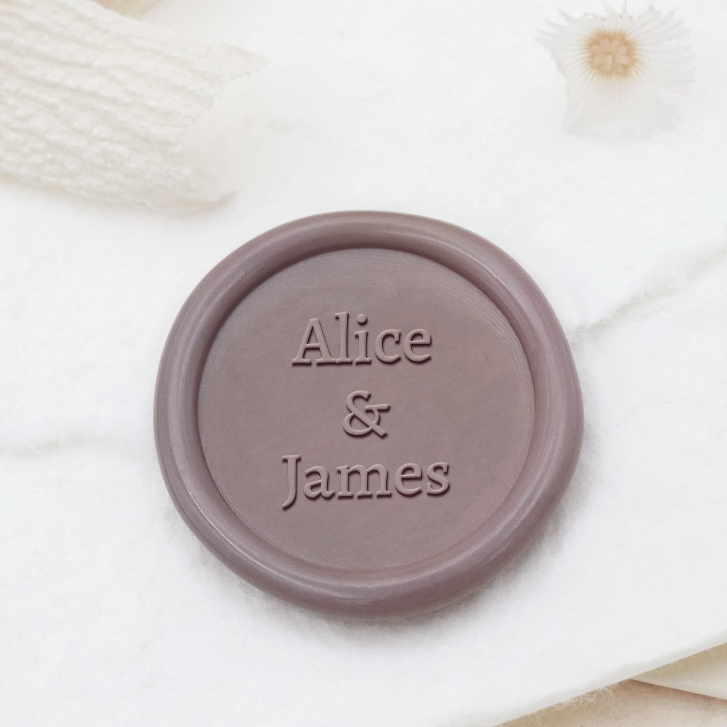 Tampon Encreur avec Sceau de Cire Personnalisé Minimaliste pour Mariage avec Nom - Style 9 1