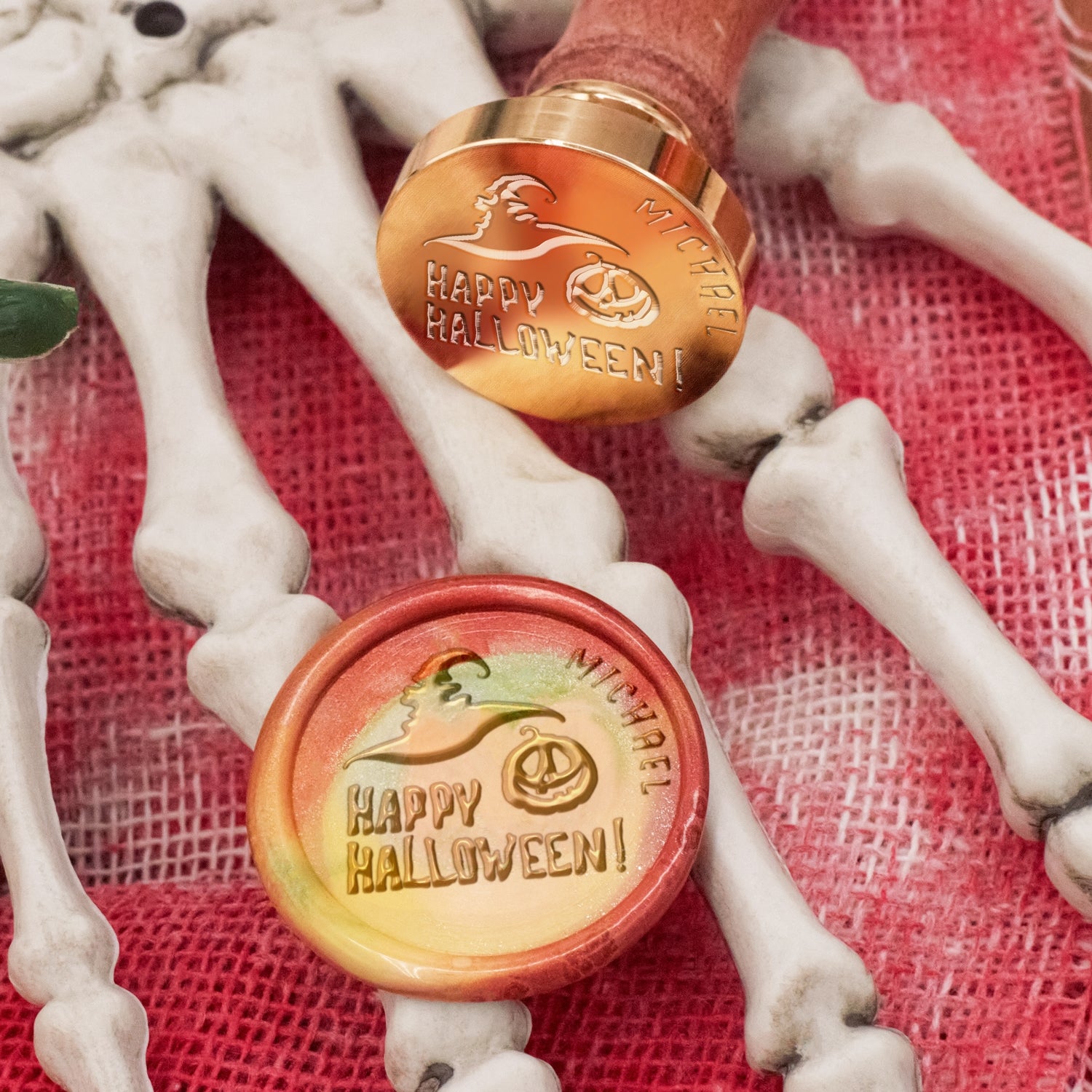 Tampon Encreur Sceau de Cire Nom Halloween Personnalisé (27 Modèles) 1