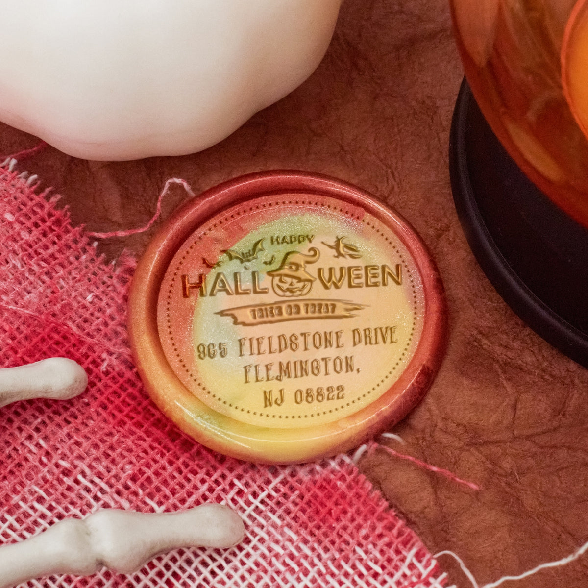 Tampon encreur sceau de cire adresse Halloween personnalisé - Style 2 2